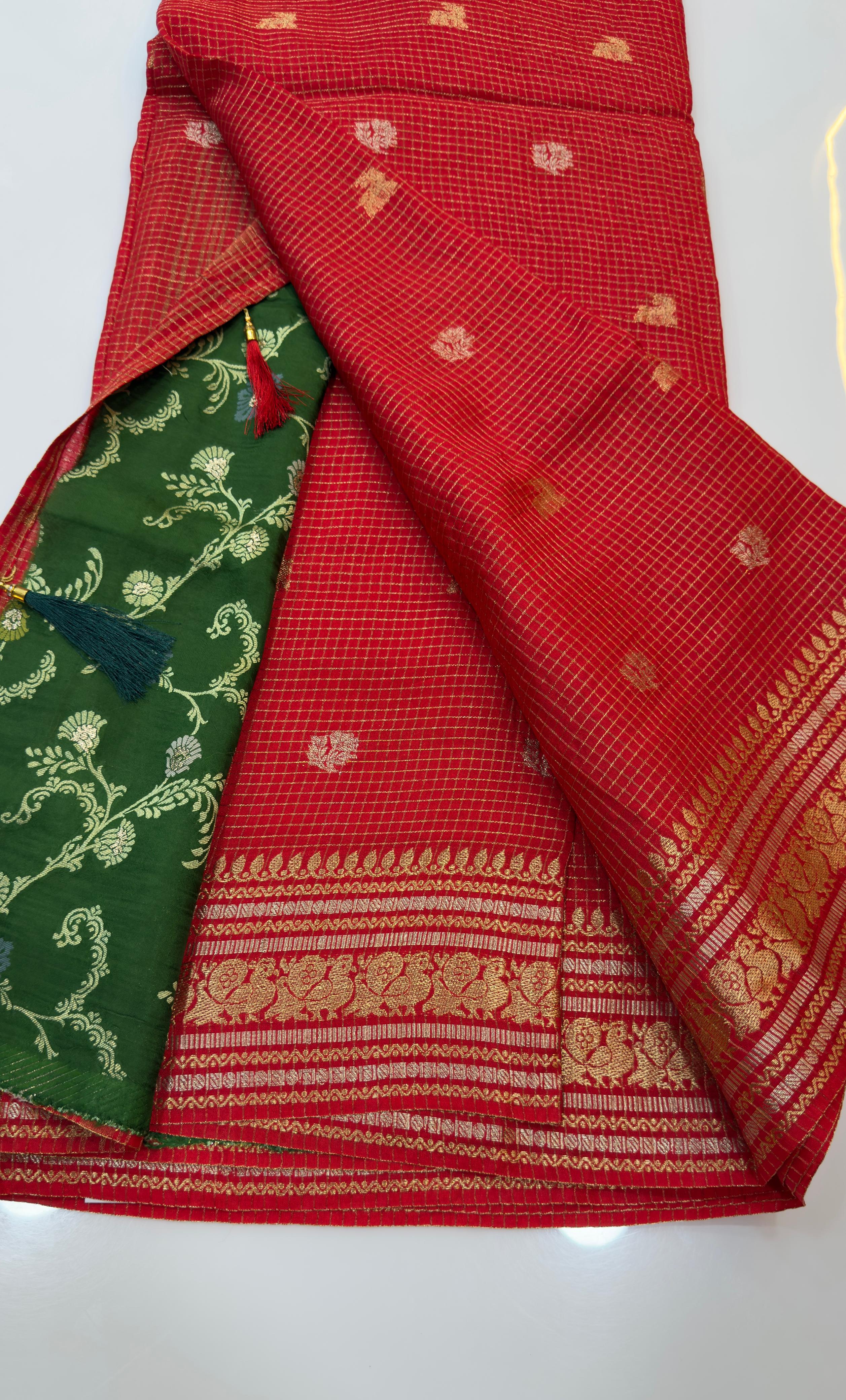 Orange Special Traditional Chexs saree