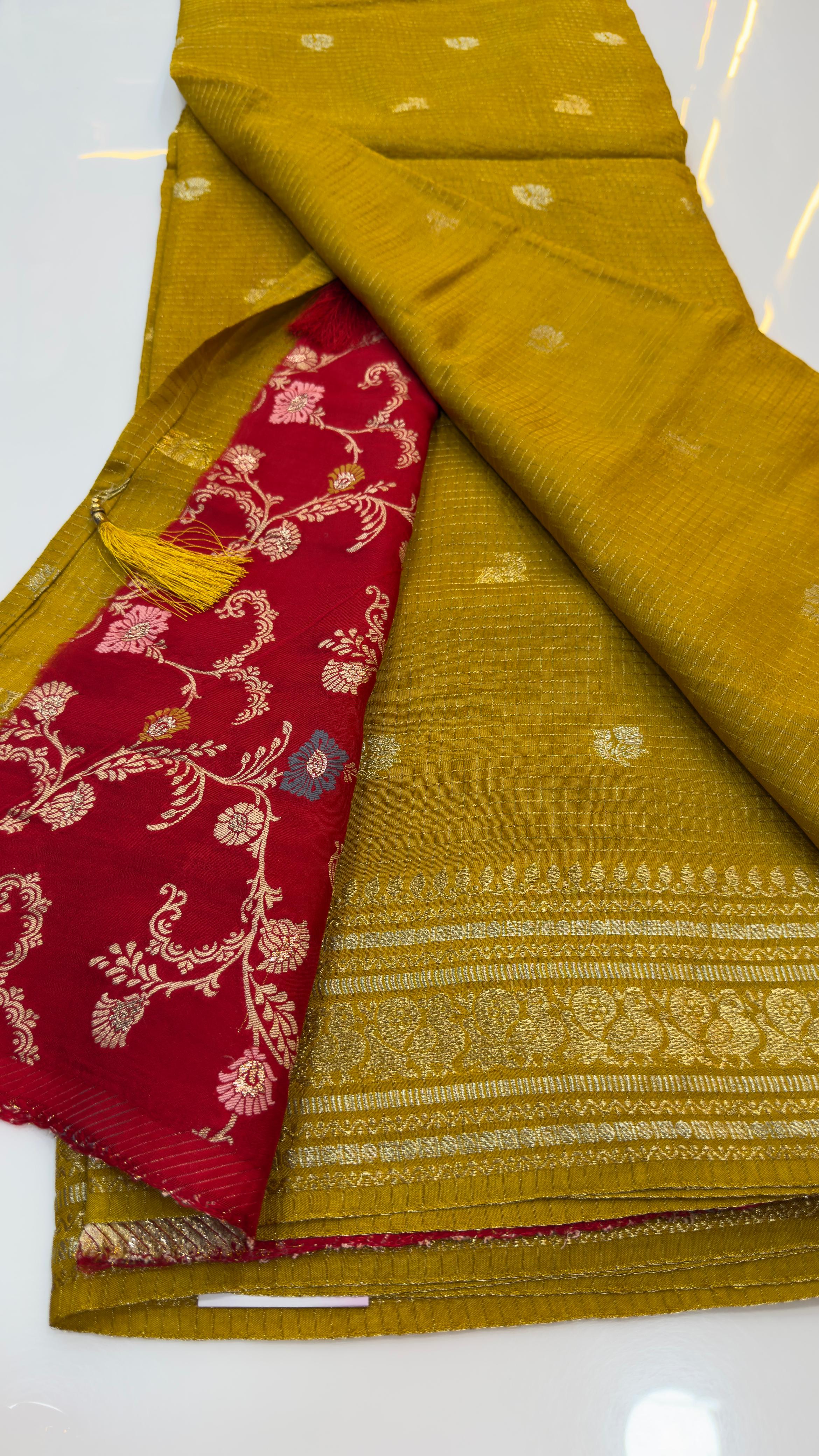 Orange Special Traditional Chexs saree