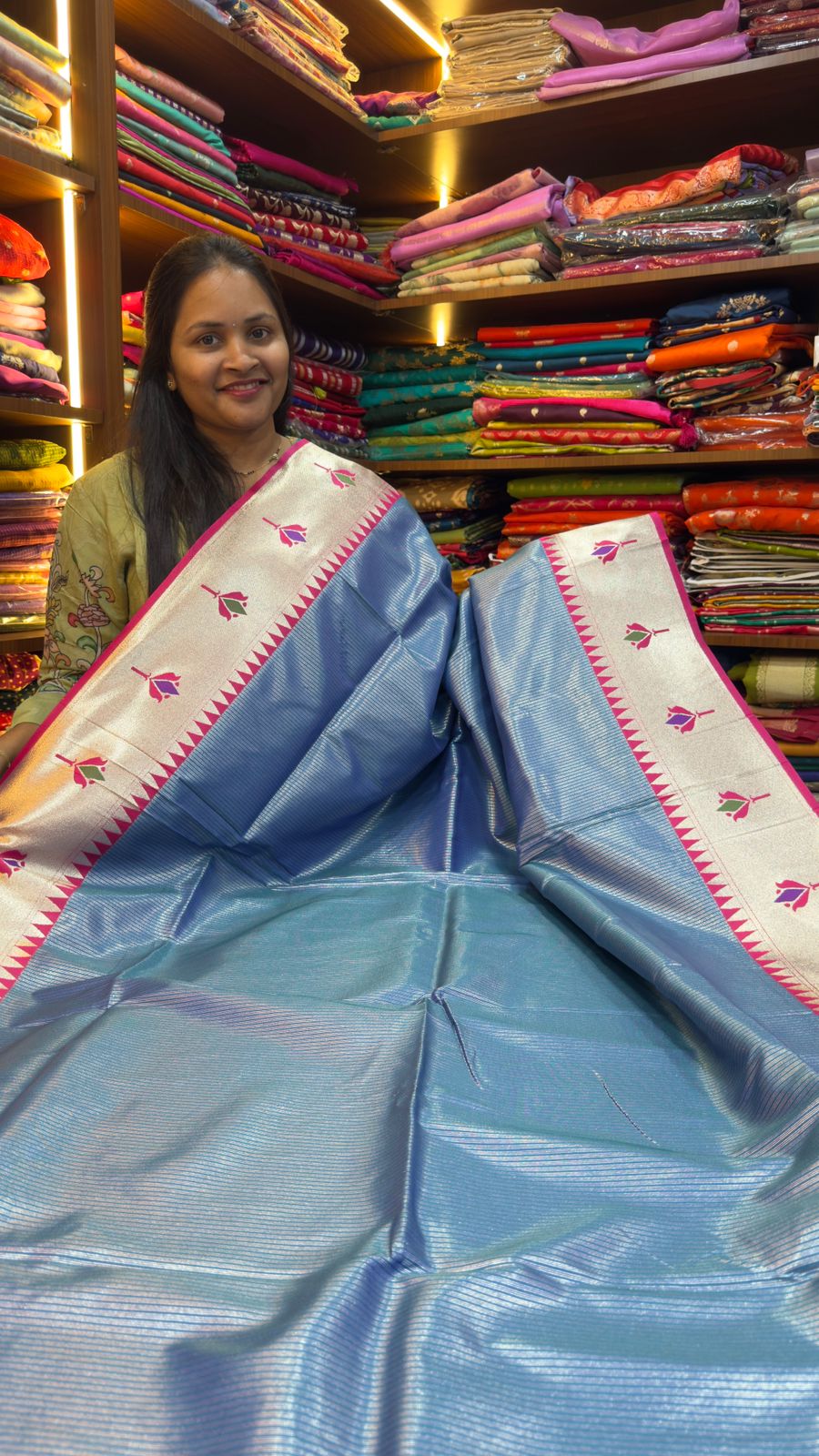 Paithani sarees with zari lines