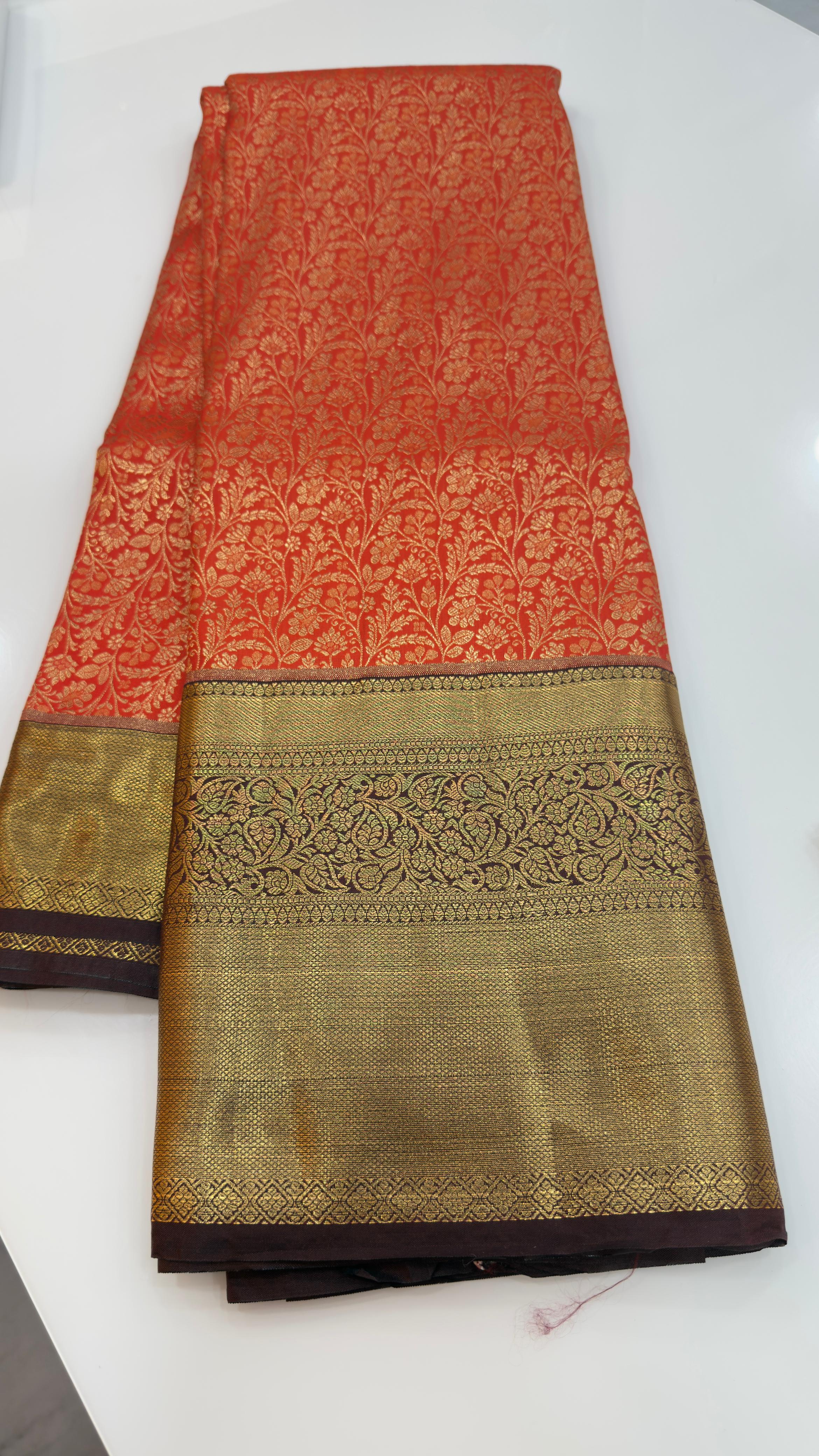 Orange Semi Kanchi Pattu
