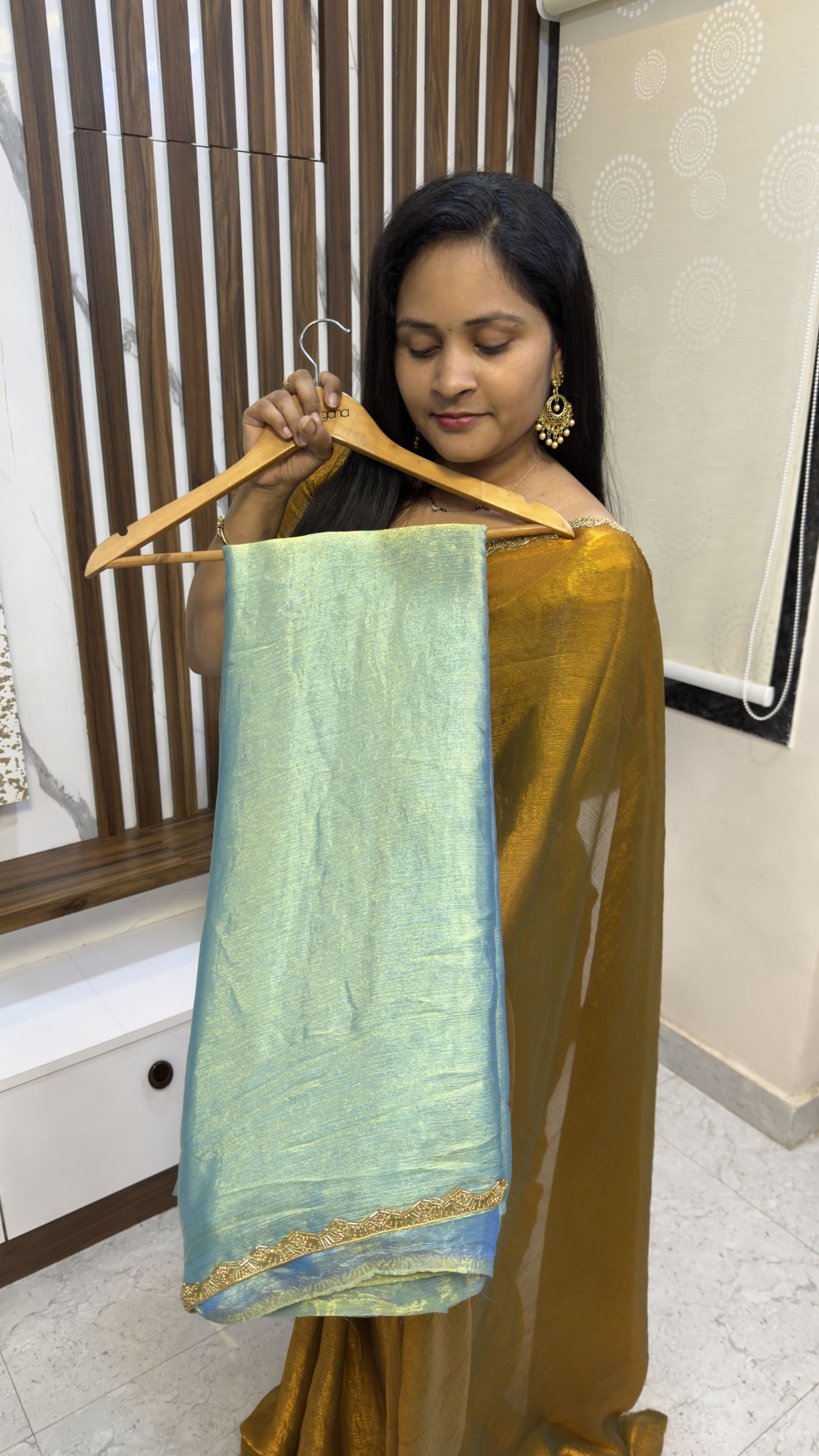 Golden Fendy Silk Saree