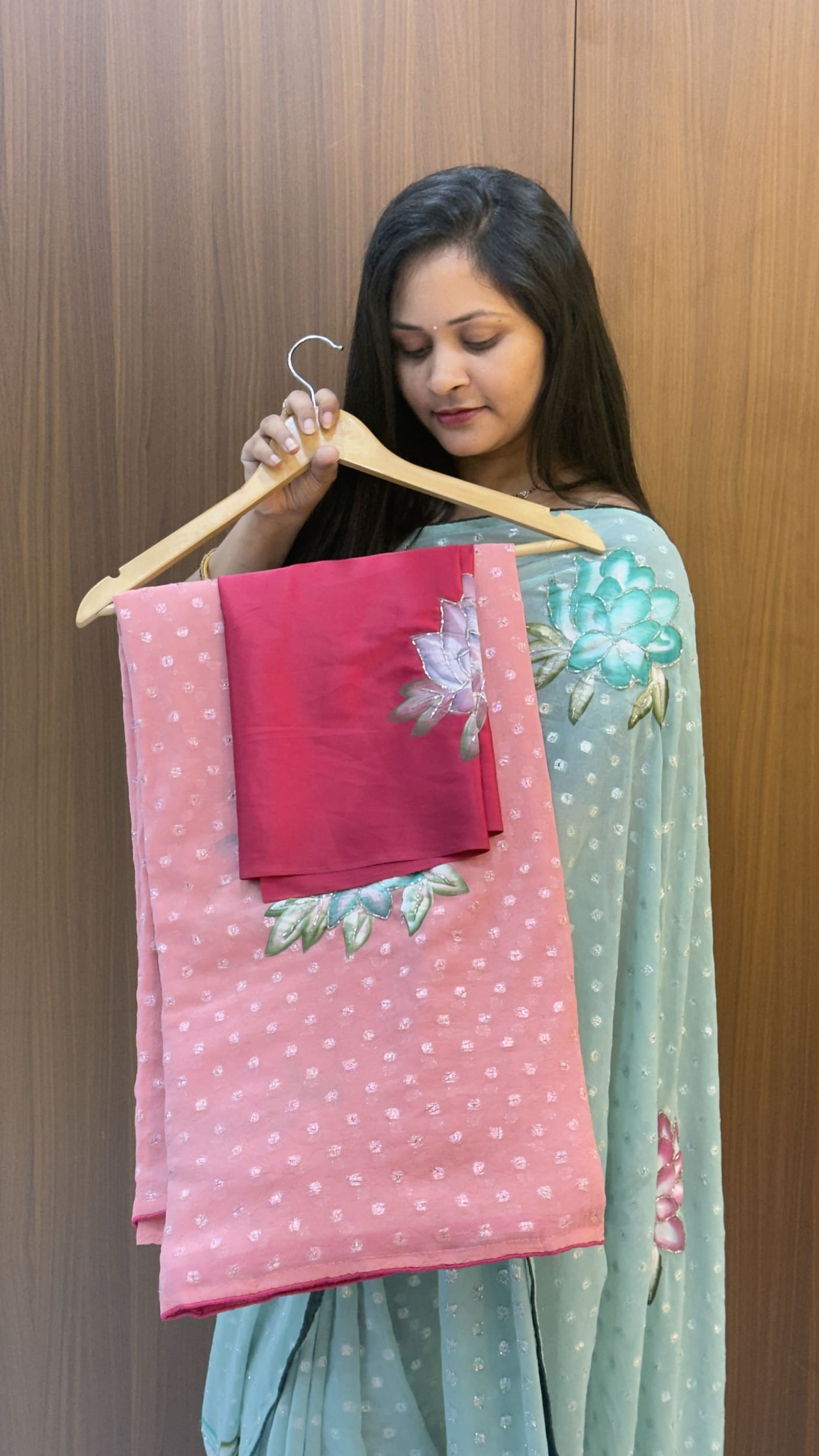 Hand Painted glass tissue saree