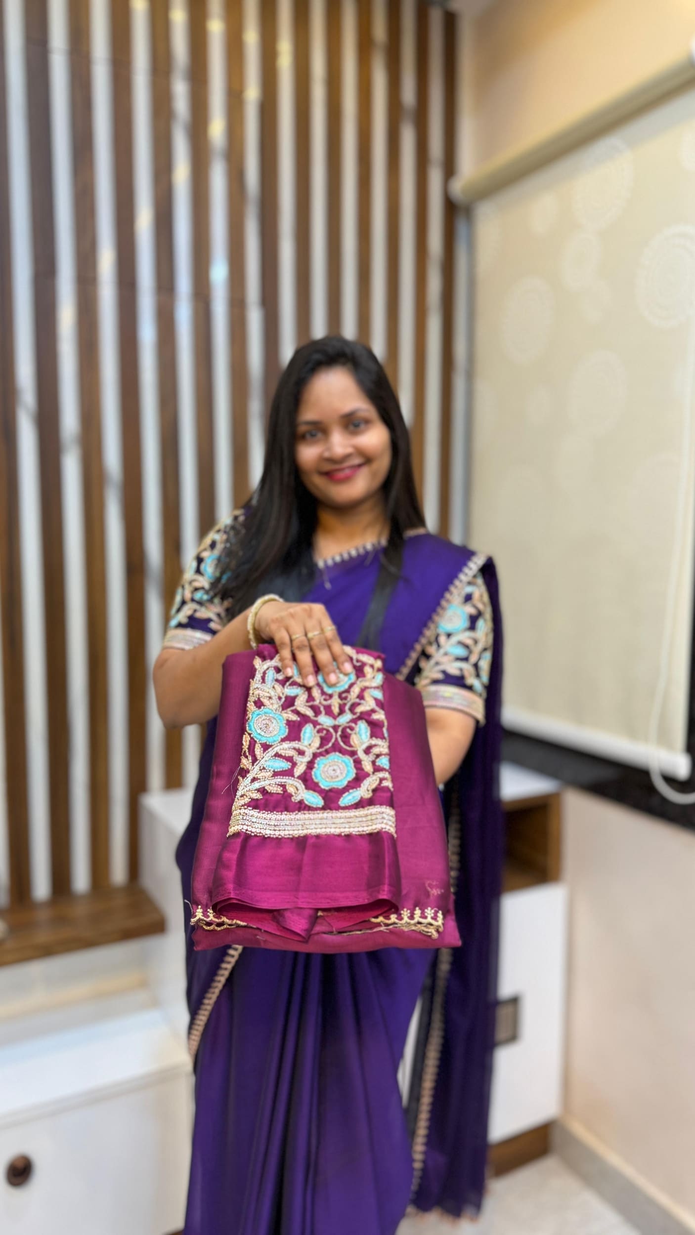 Chiffon saree with work blouse