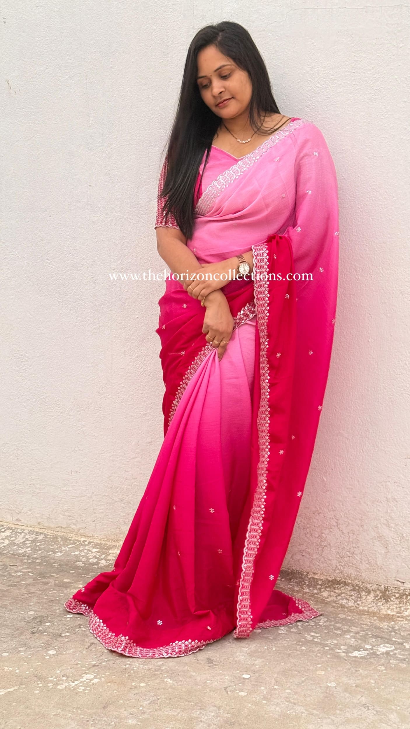 Party wear dual shade saree