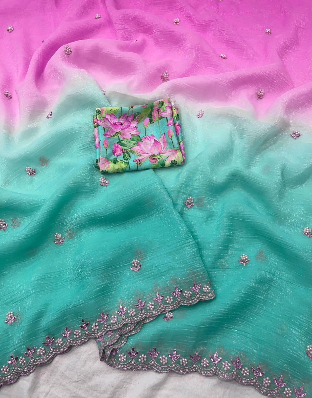 Double Shade Tussar Crush saree