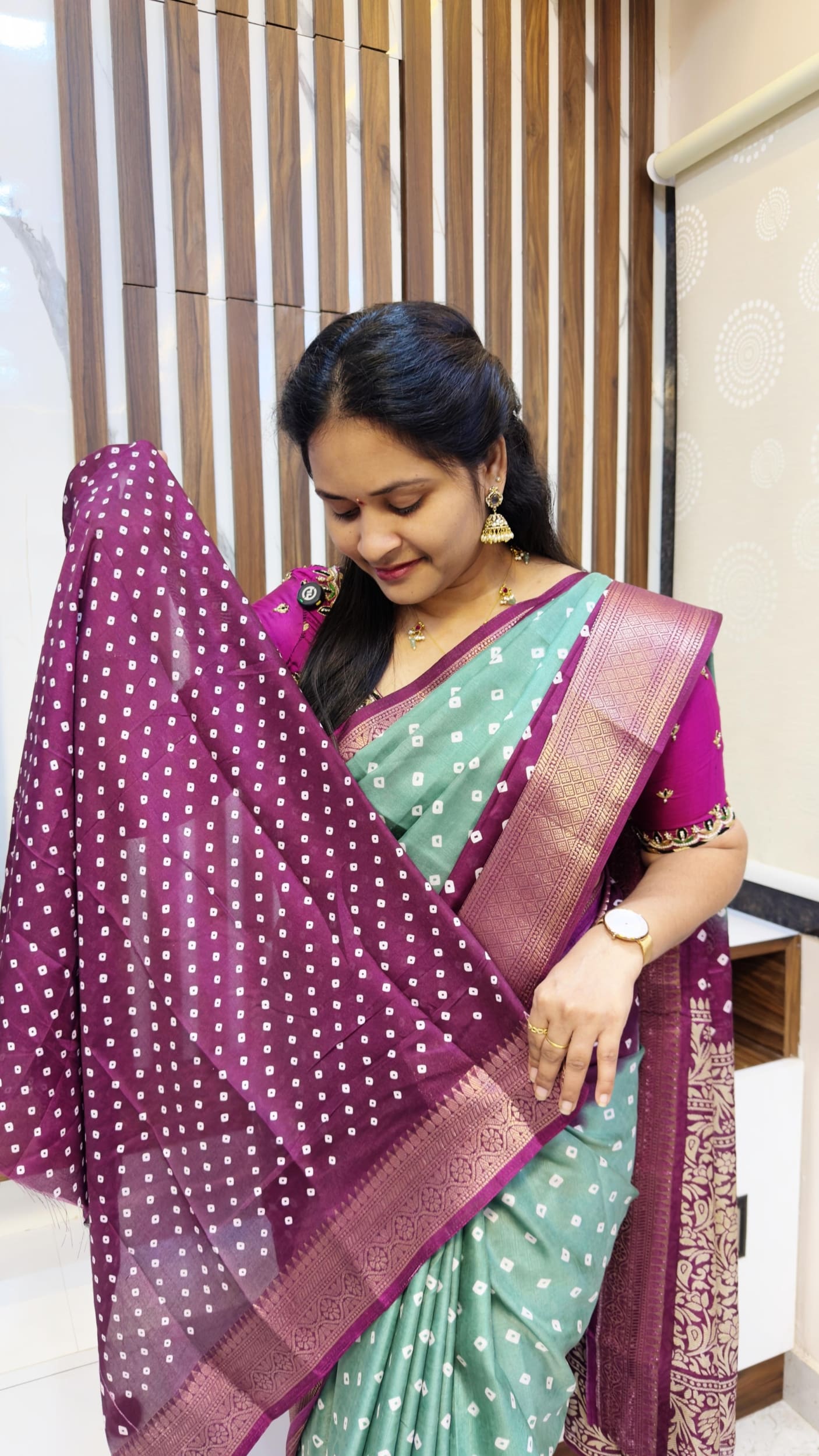Bandhini Kanjivaram soft silk