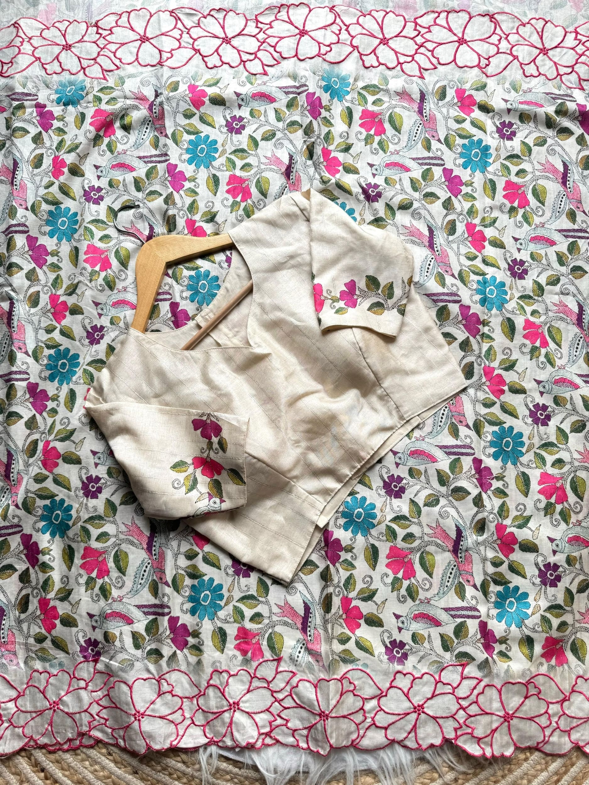 Floral Tussar saree