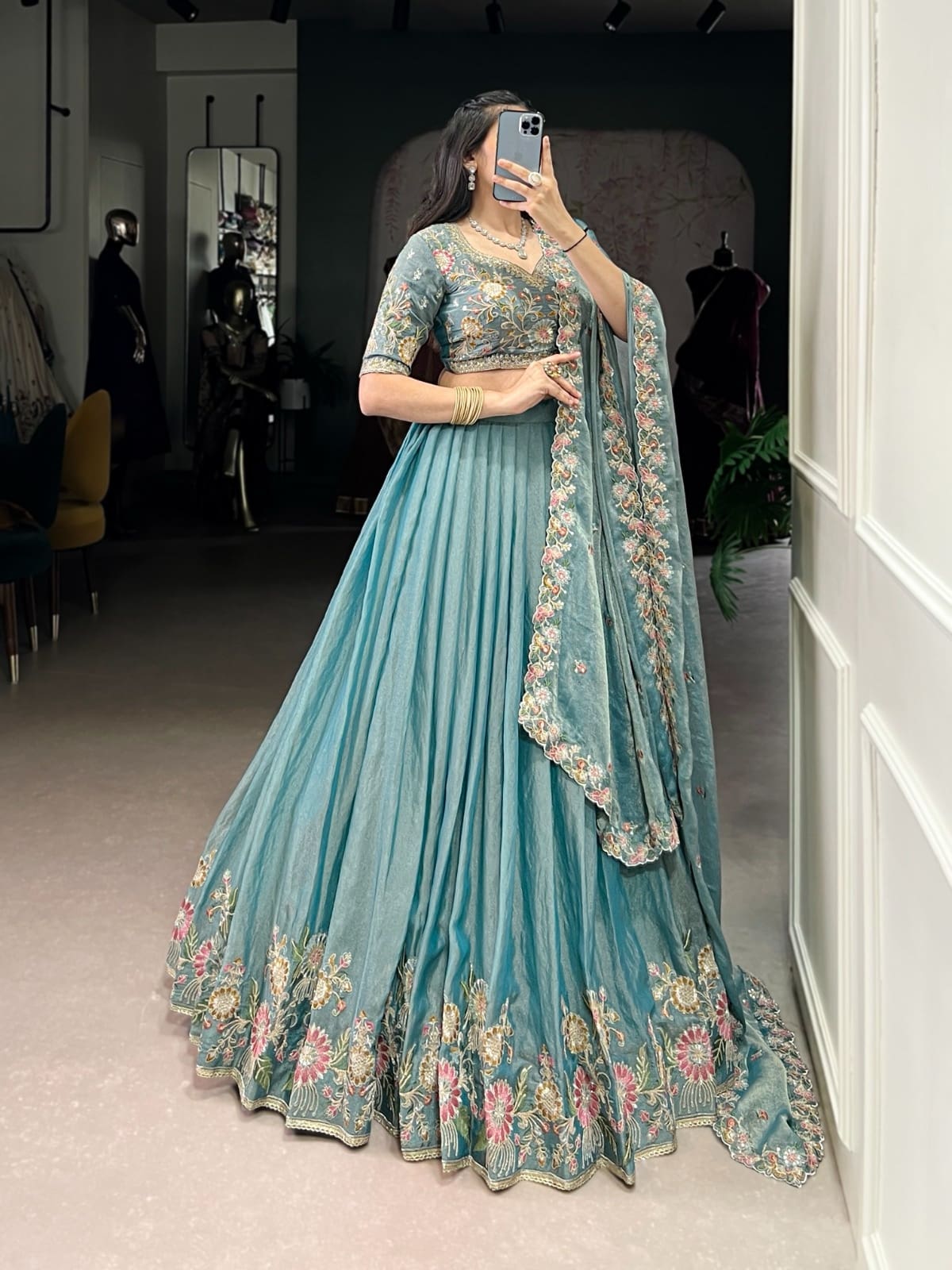 Space silk lehenga