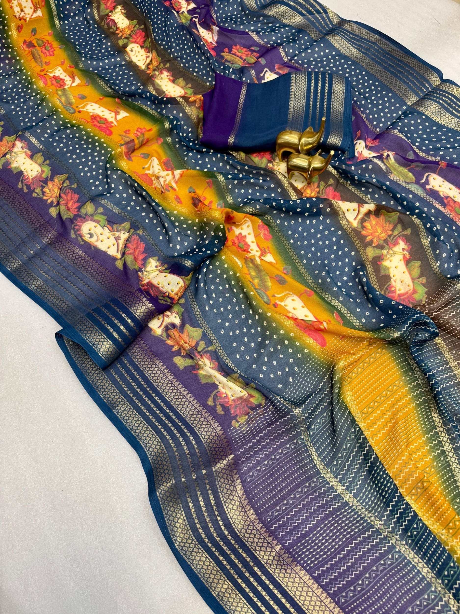 Pichwai Multi Colour saree