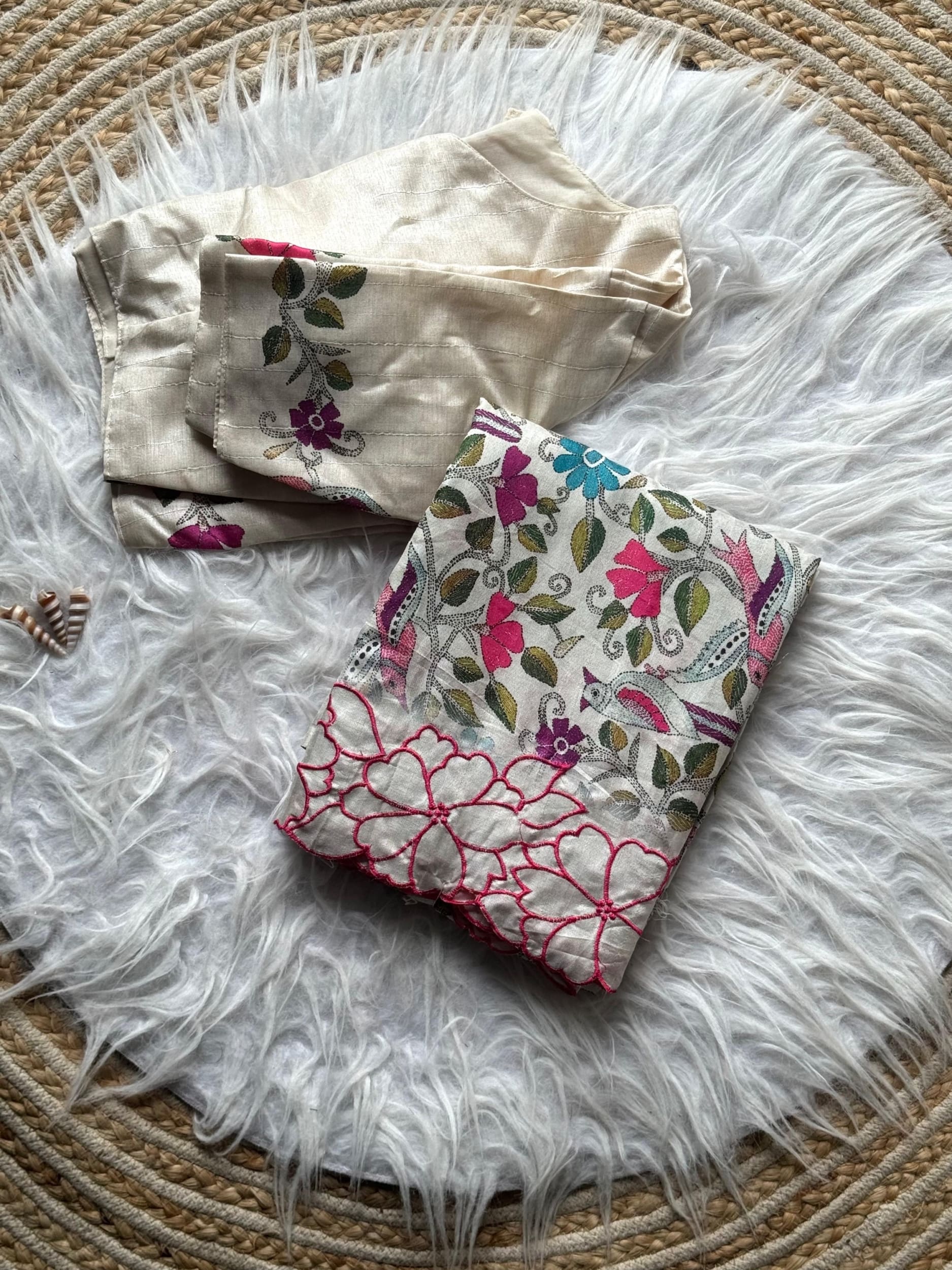Floral Tussar saree