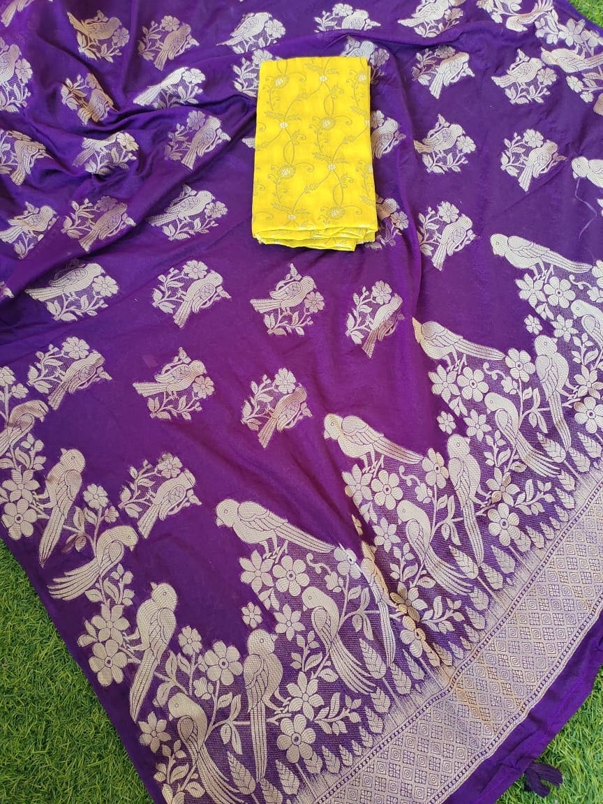 Parrot Design Banarasi Georgette