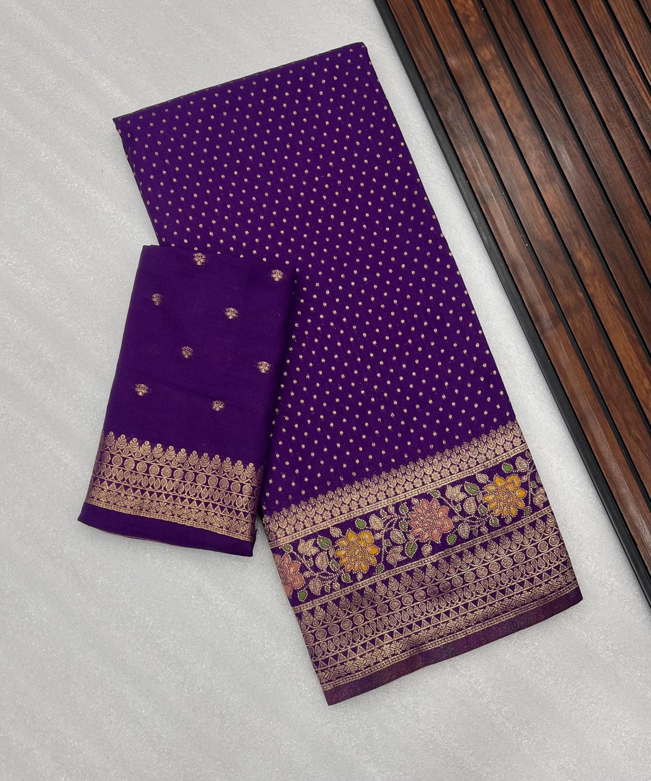 Meenakari Khadi Crep Saree