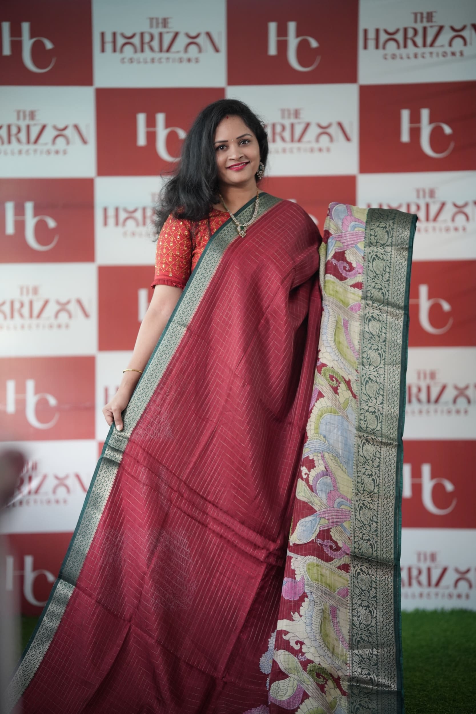 Kalamkari Checks Dola silk