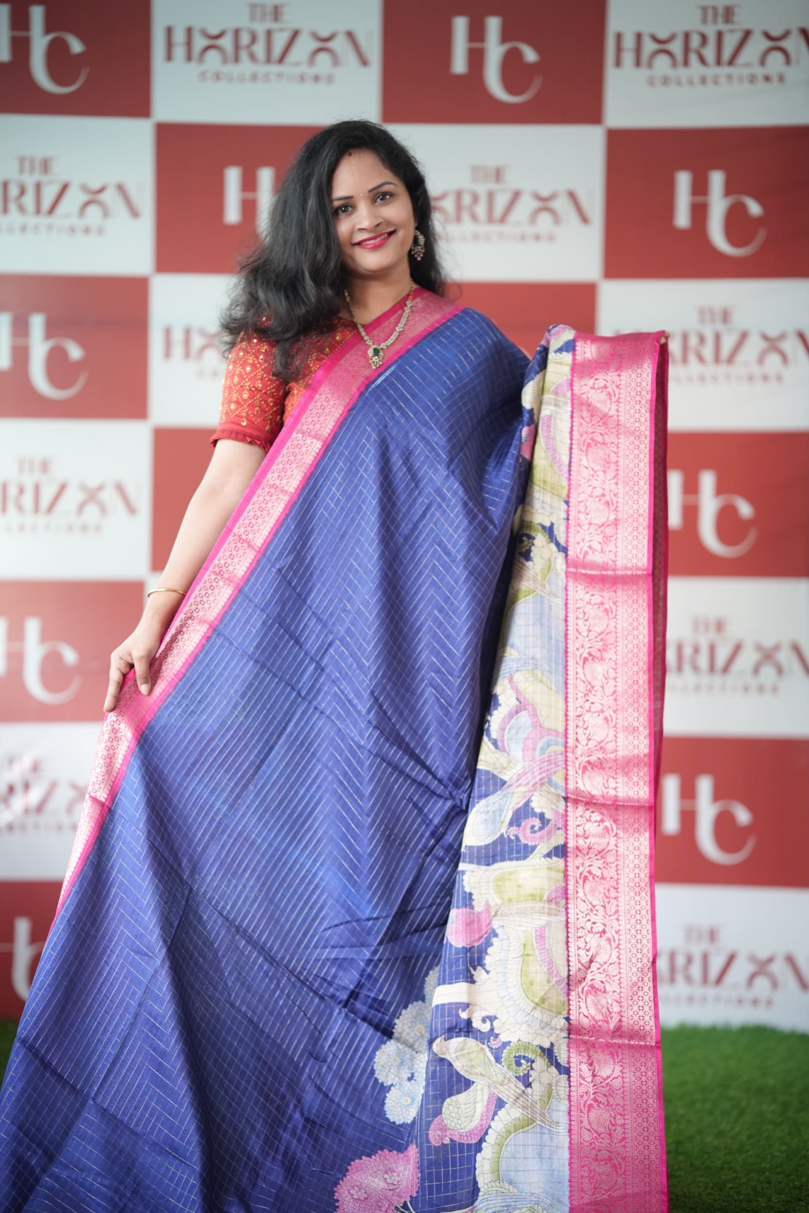 Kalamkari Checks Dola silk