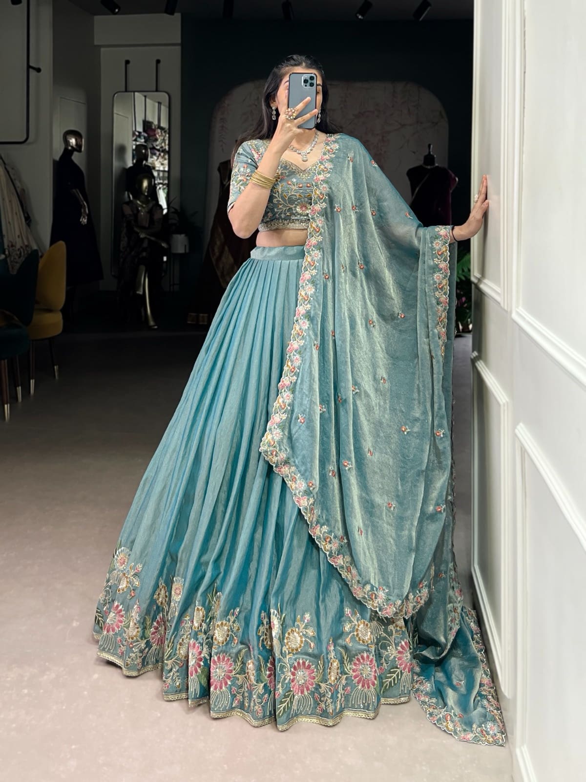 Space silk lehenga