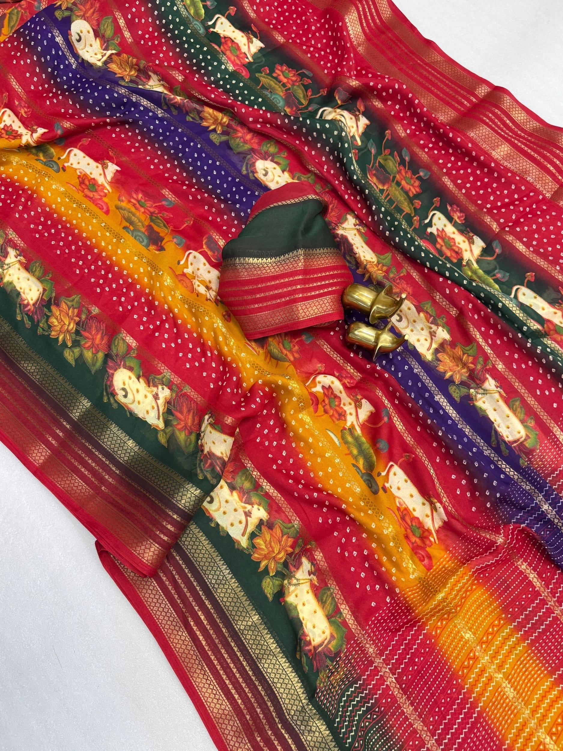 Pichwai Multi Colour saree