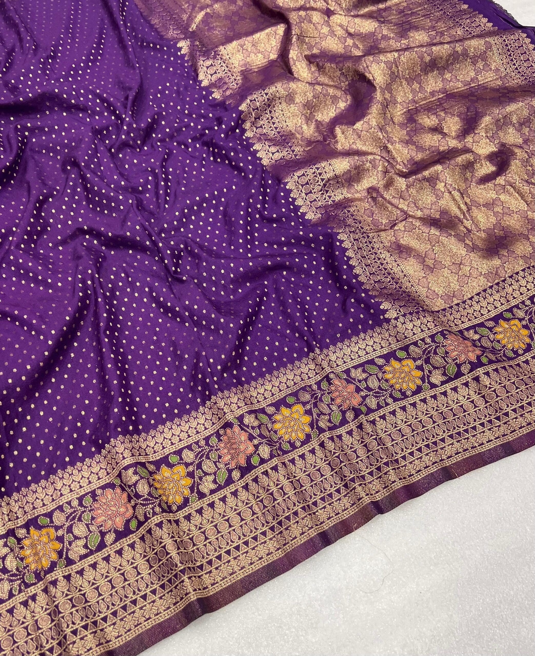 Meenakari Khadi Crep Saree