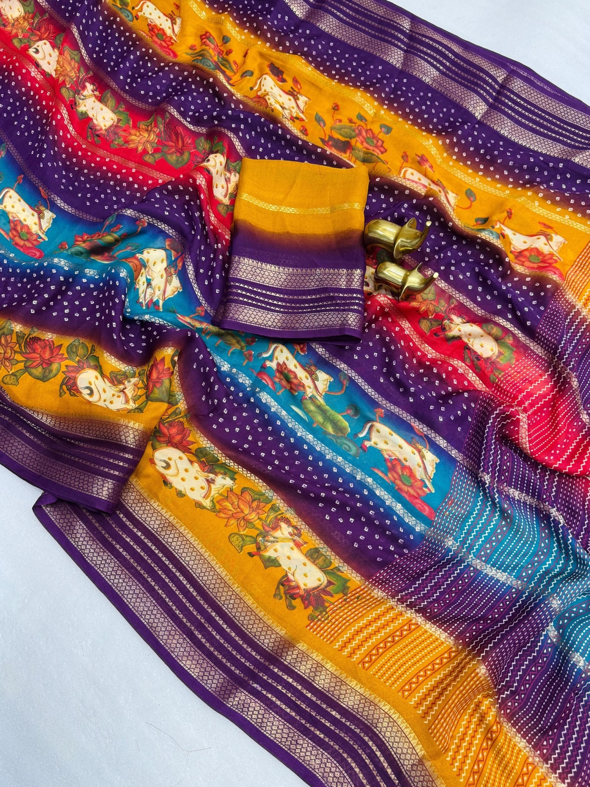 Pichwai Multi Colour saree