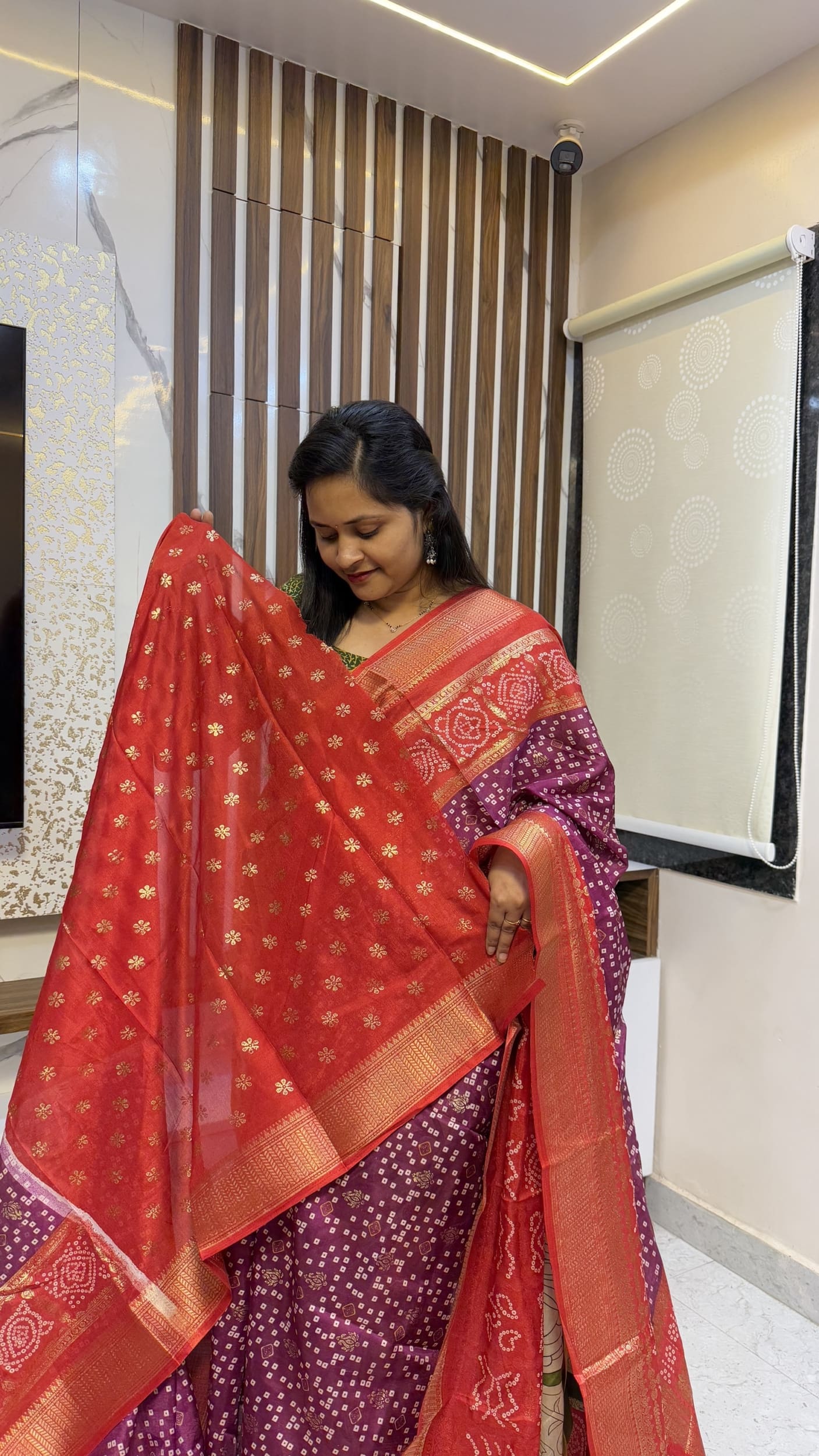 Bandhini Red border Sarees