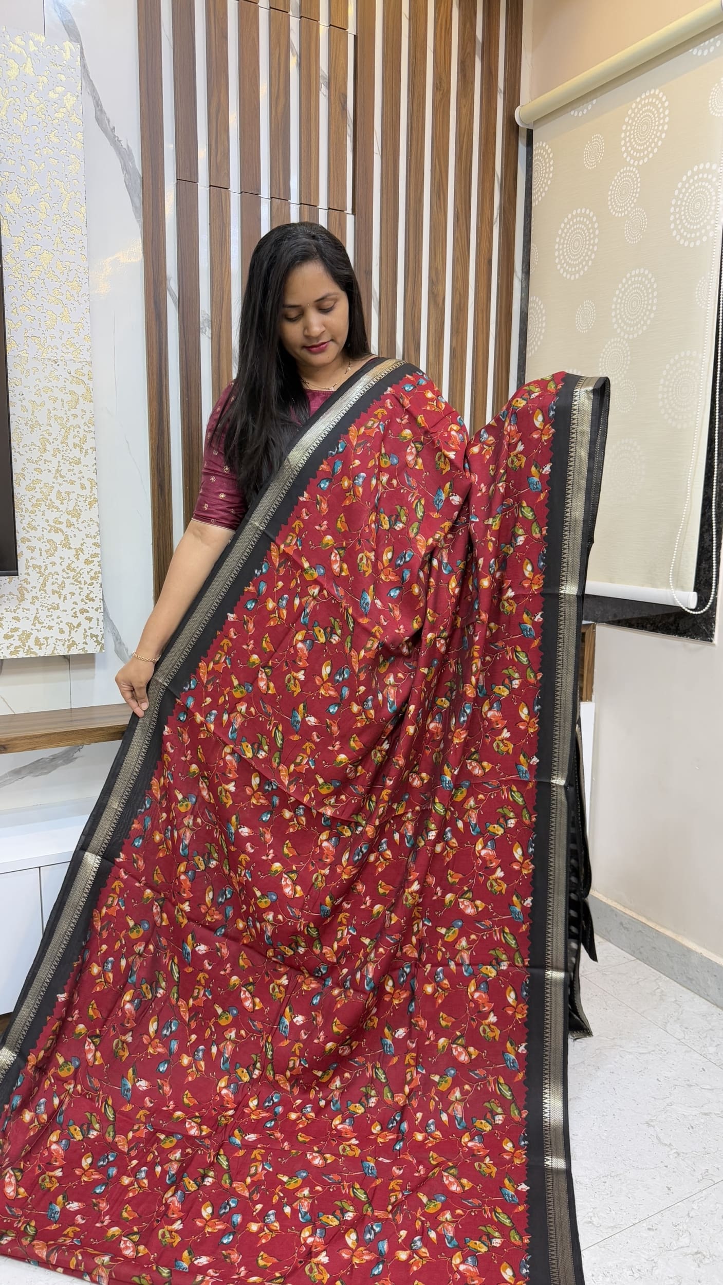 Premium slub cotton floral saree