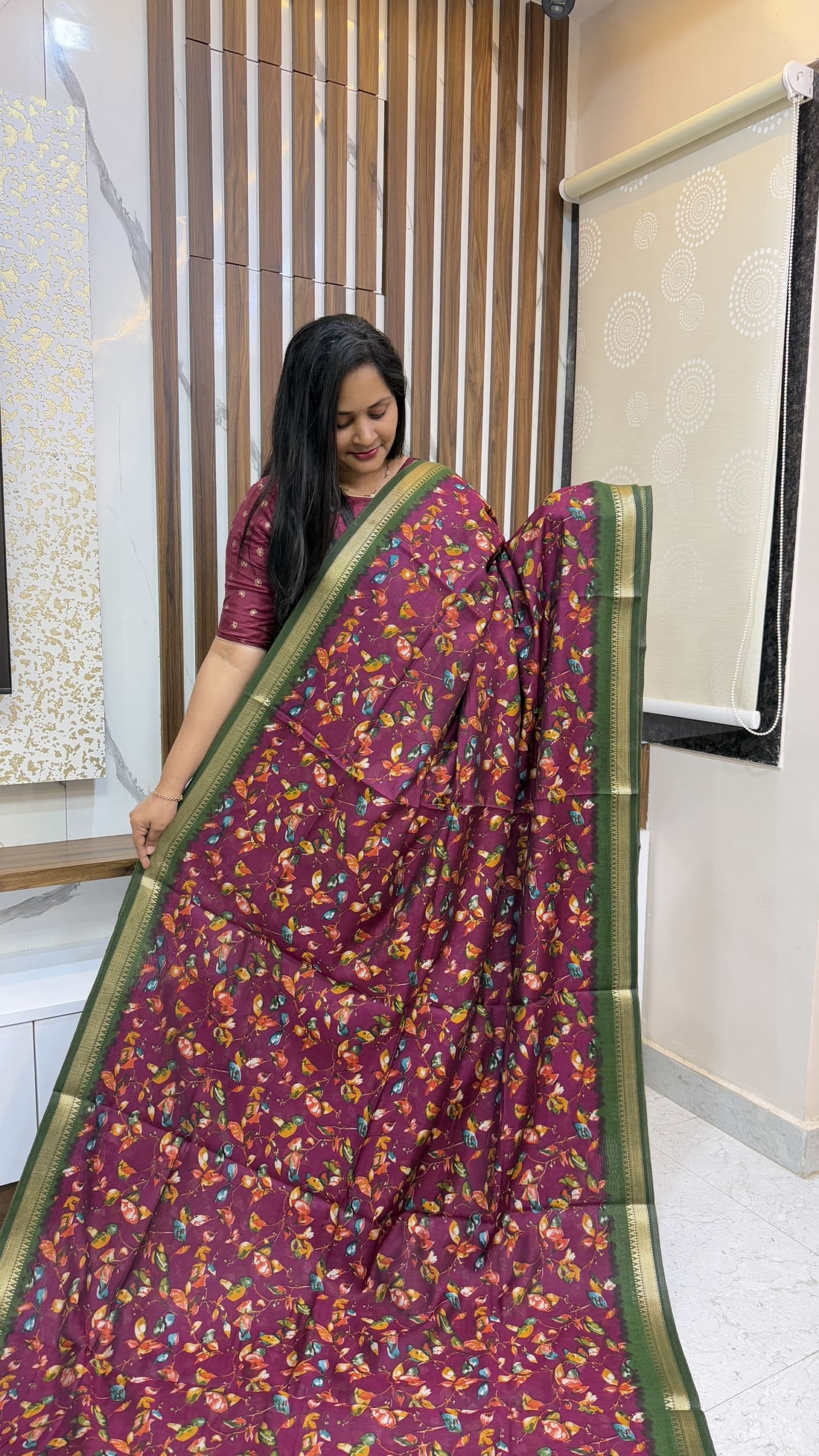 Premium slub cotton floral saree