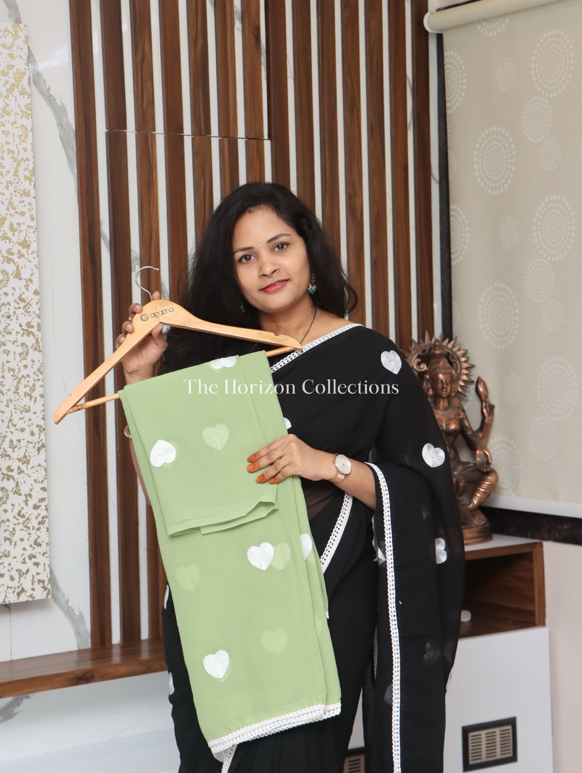 Georgette Sarees with Heart shaped thread embroidery