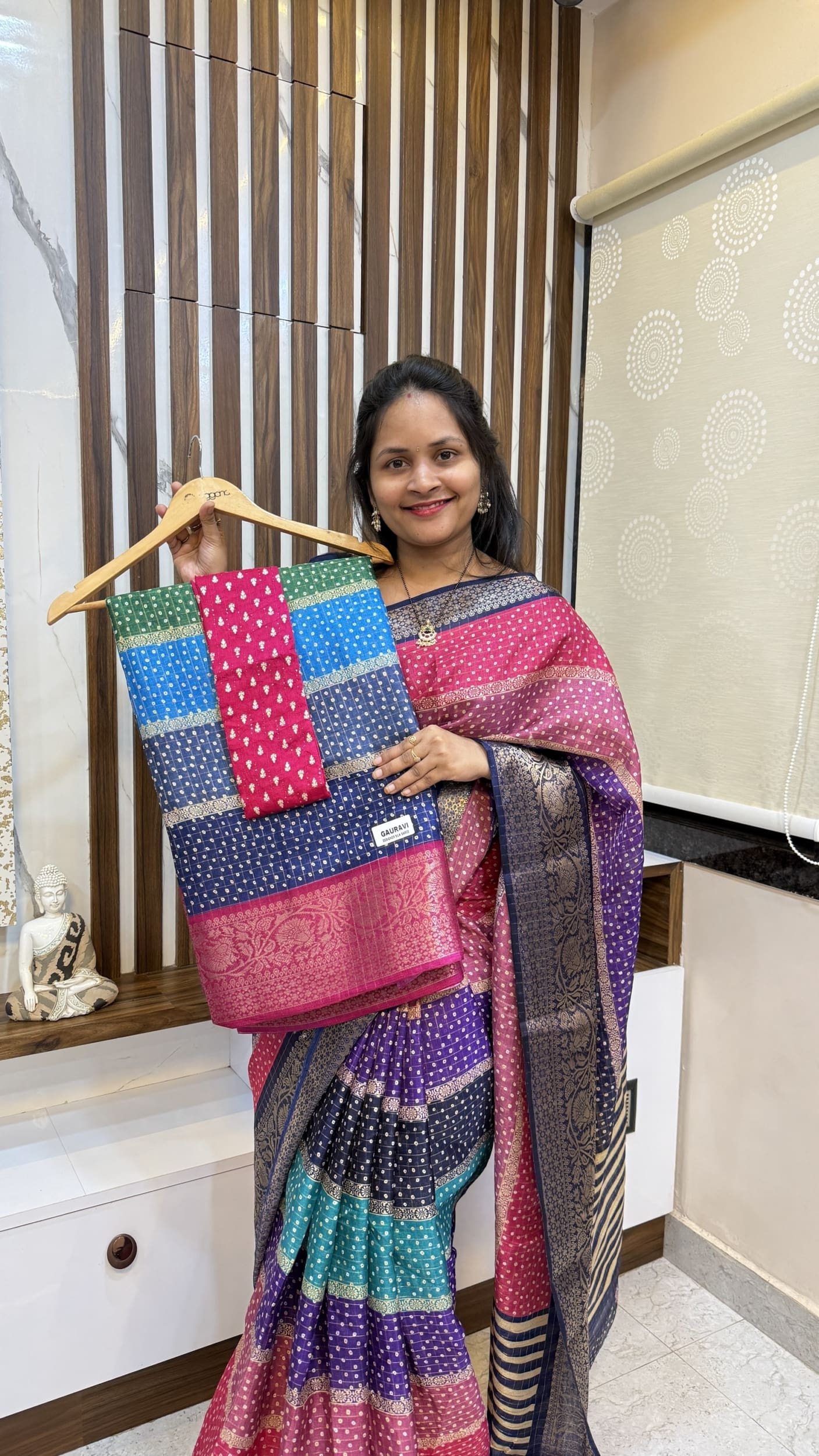 Multiple colour Dola silk saree