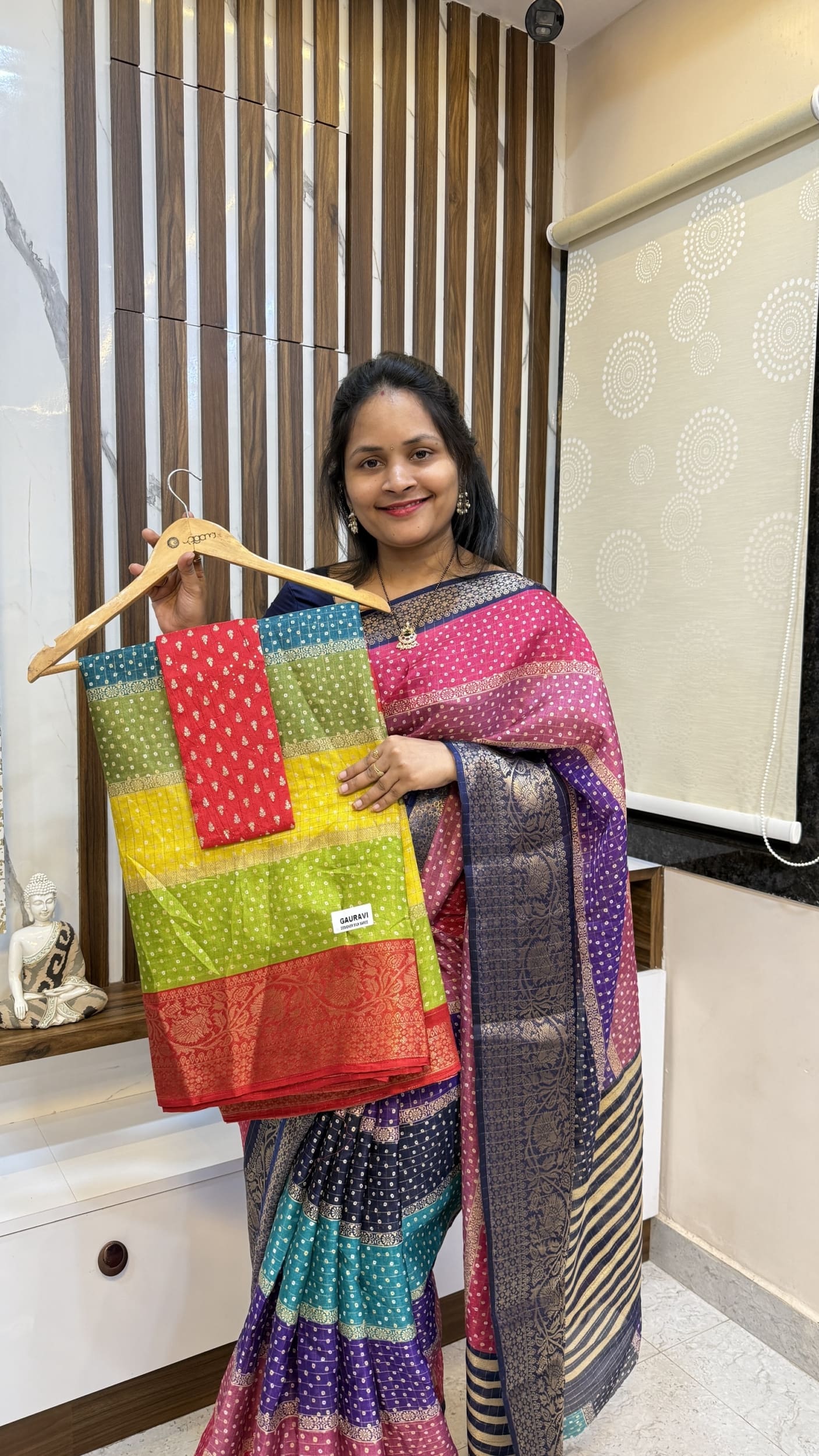 Multiple colour Dola silk saree