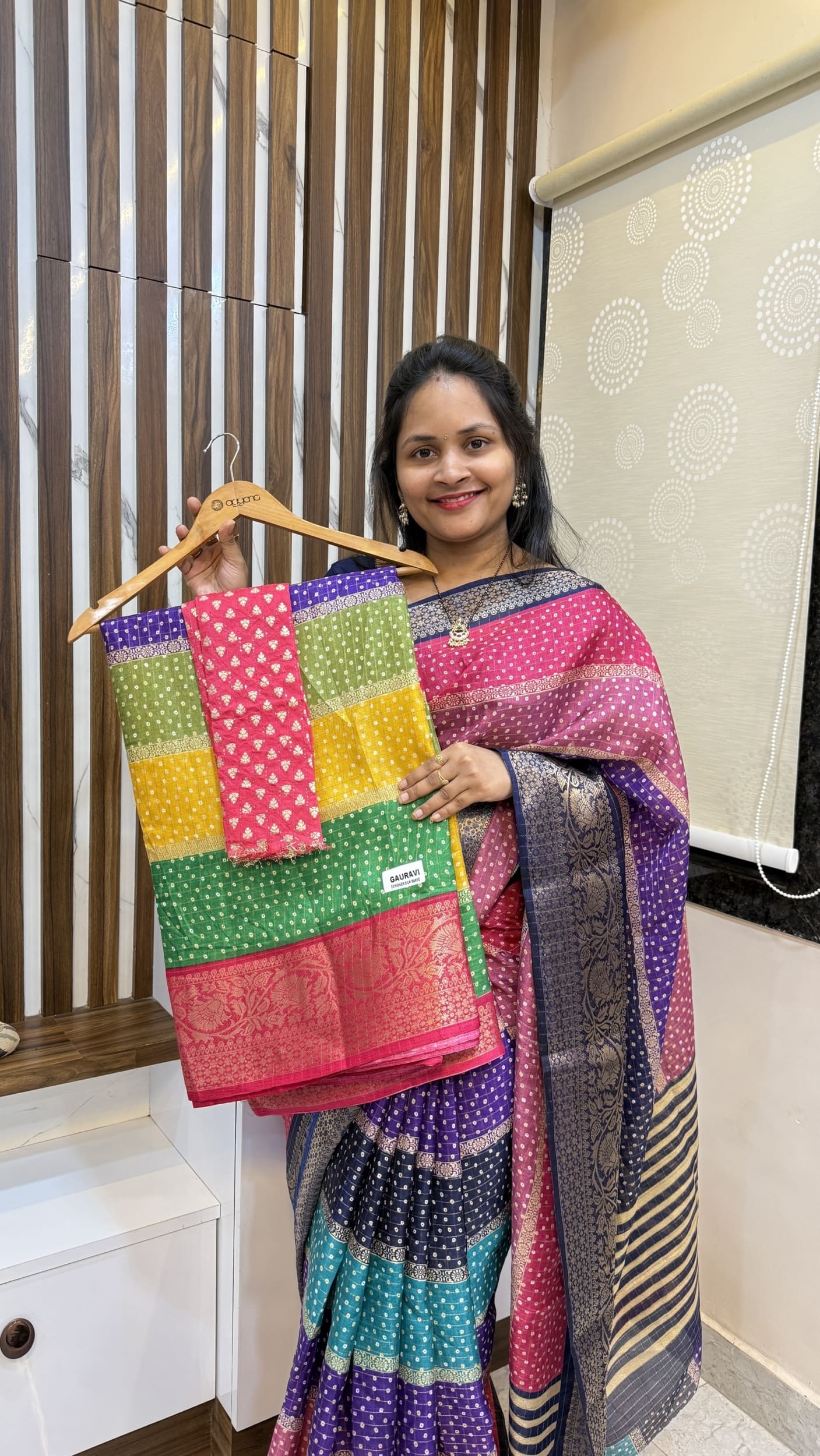 Multiple colour Dola silk saree