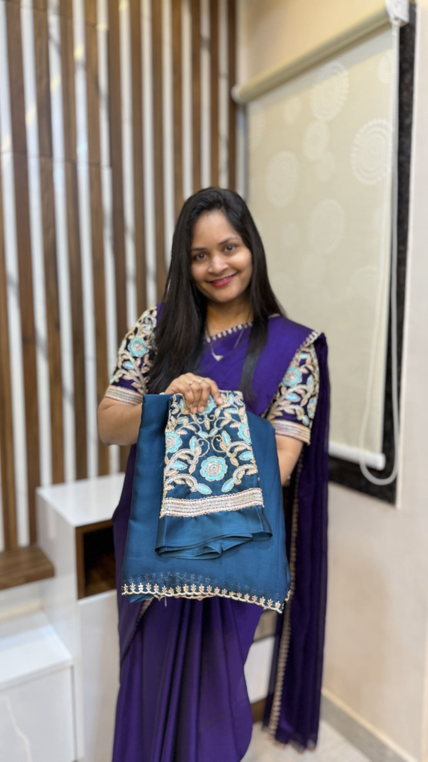 Chiffon saree with work blouse