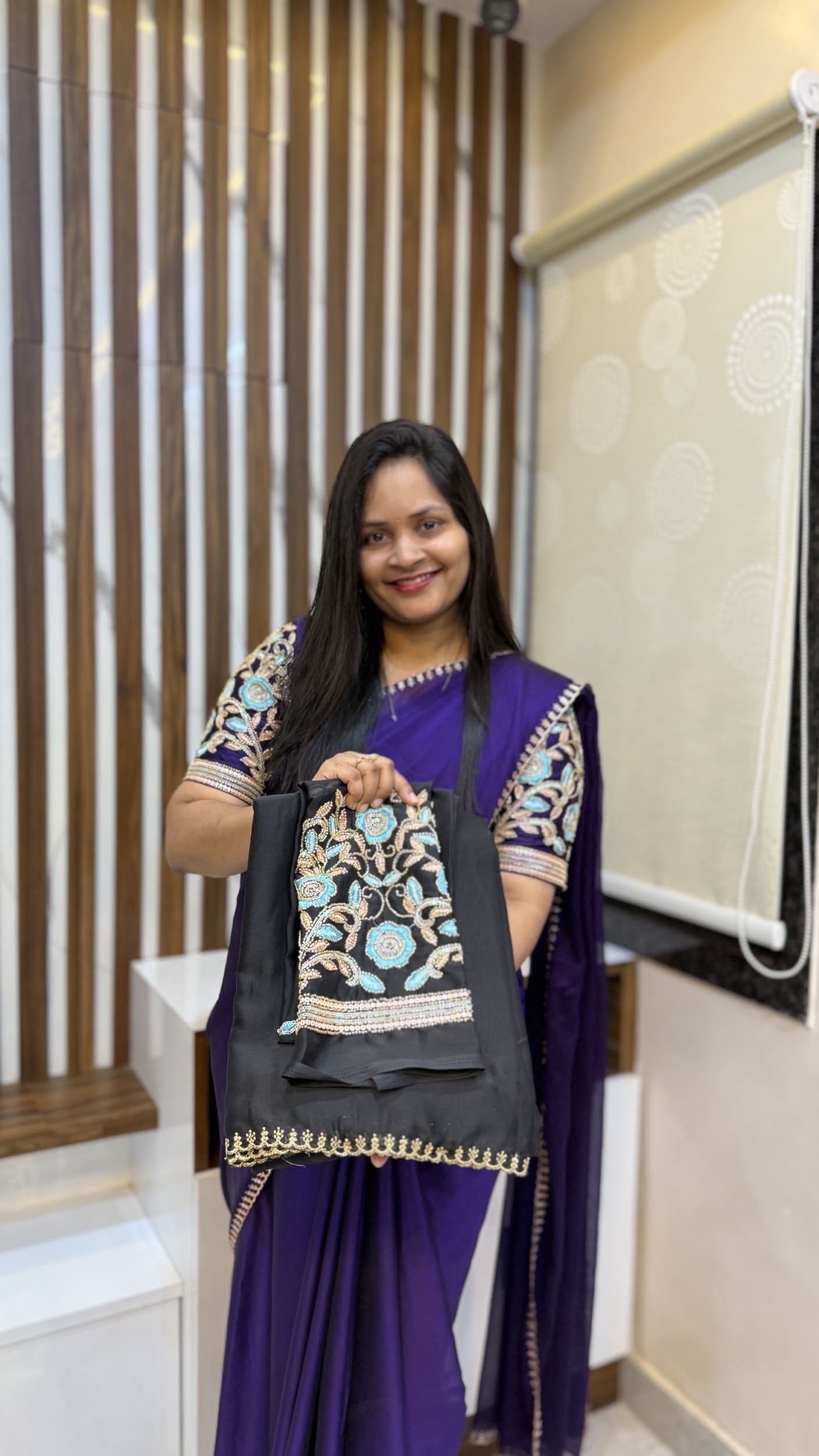 Chiffon saree with work blouse