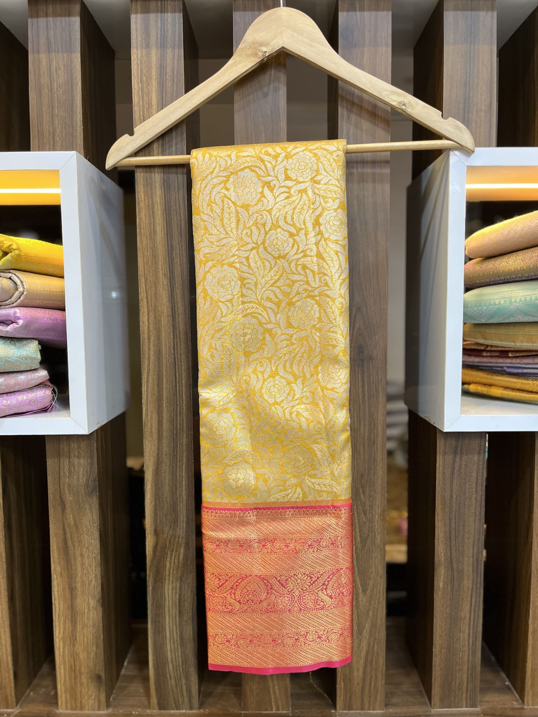 Yellow with red border