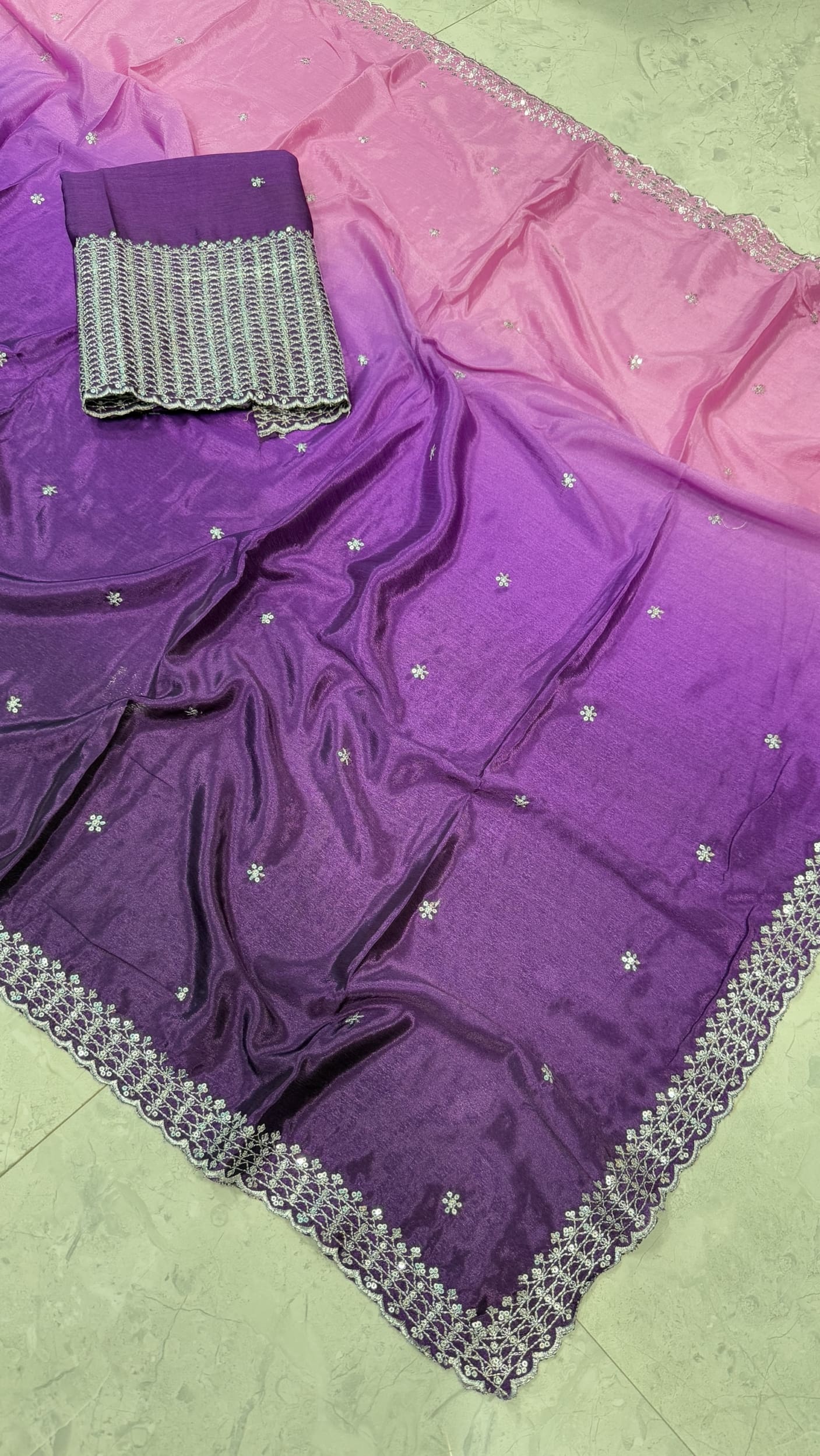 Party wear dual shade saree