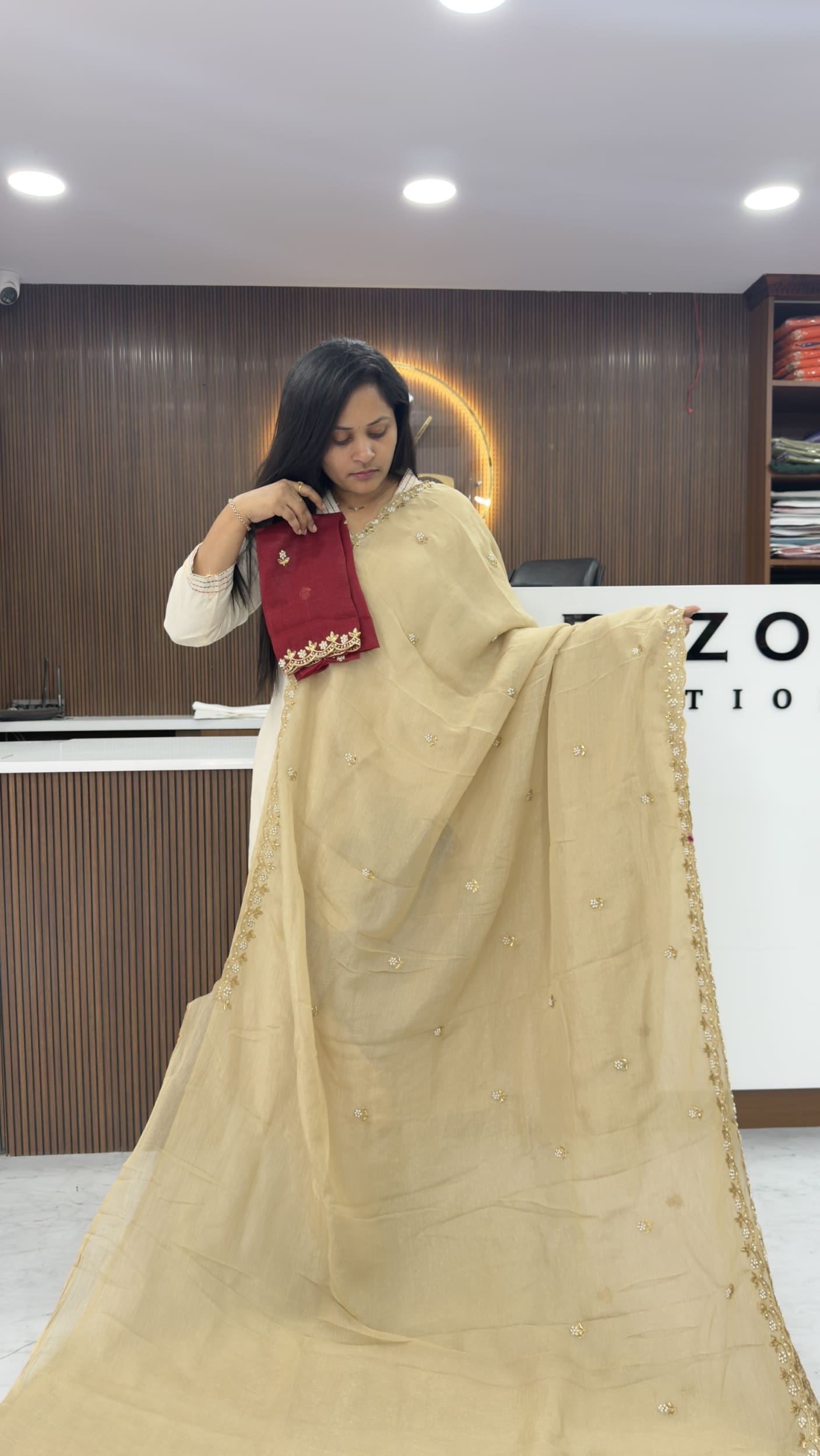 Pearl Border Party Wear Srees