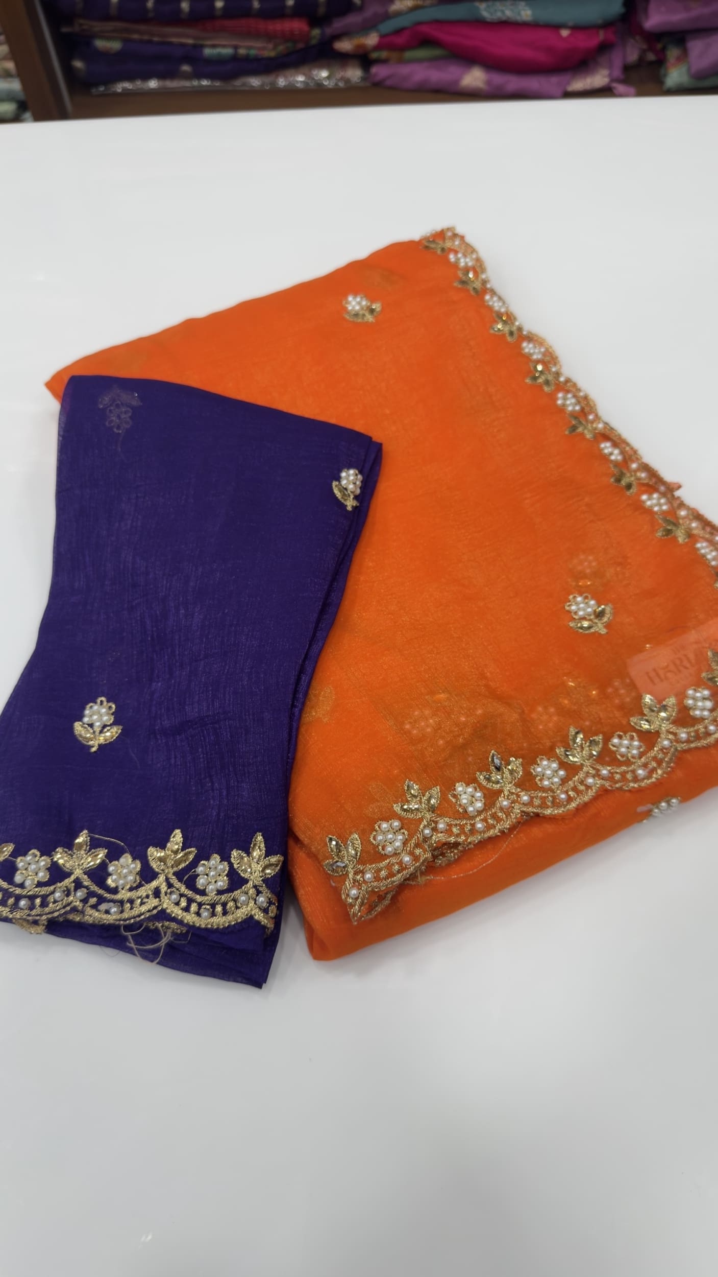 Pearl Border Party Wear Srees