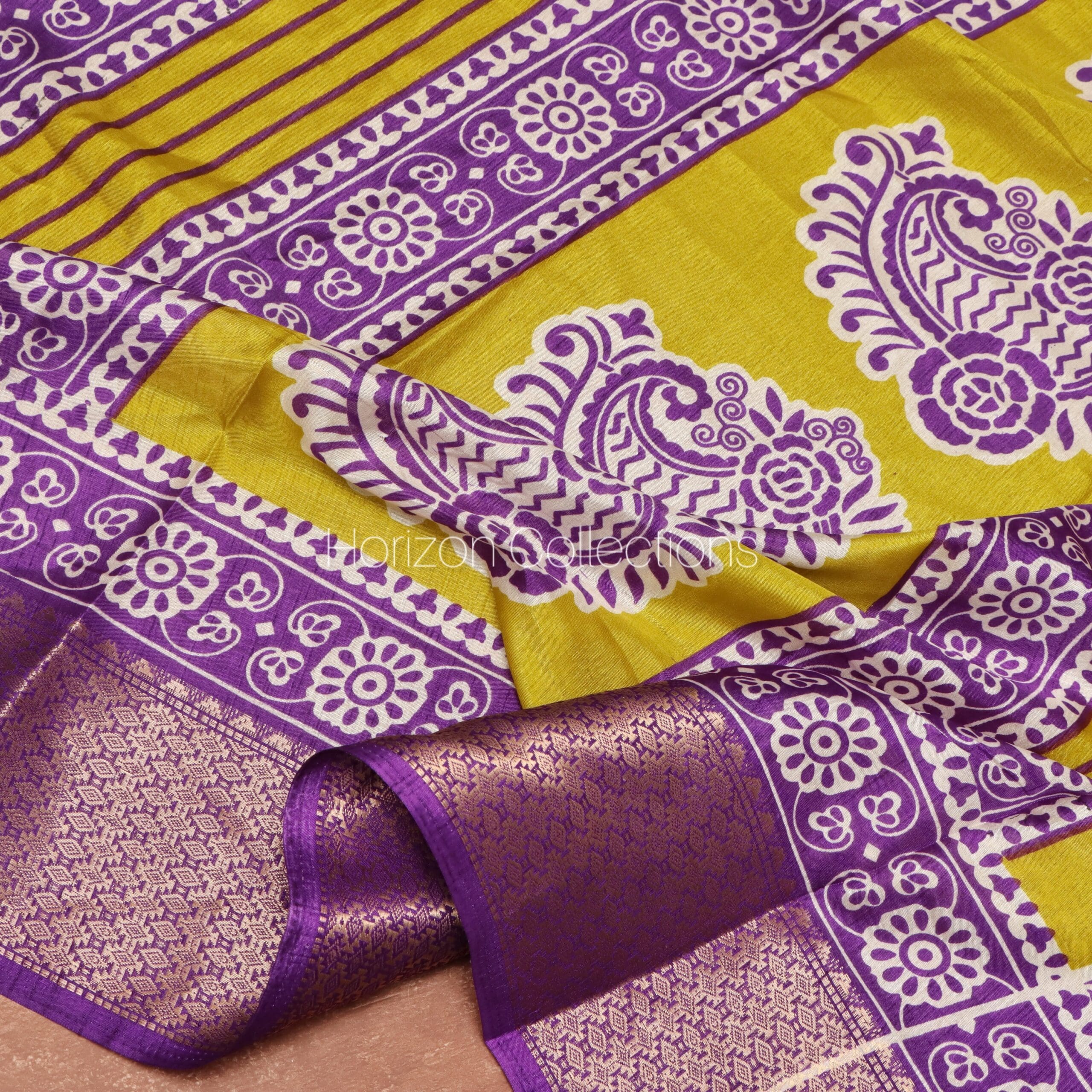 Green Florals with purple combination
