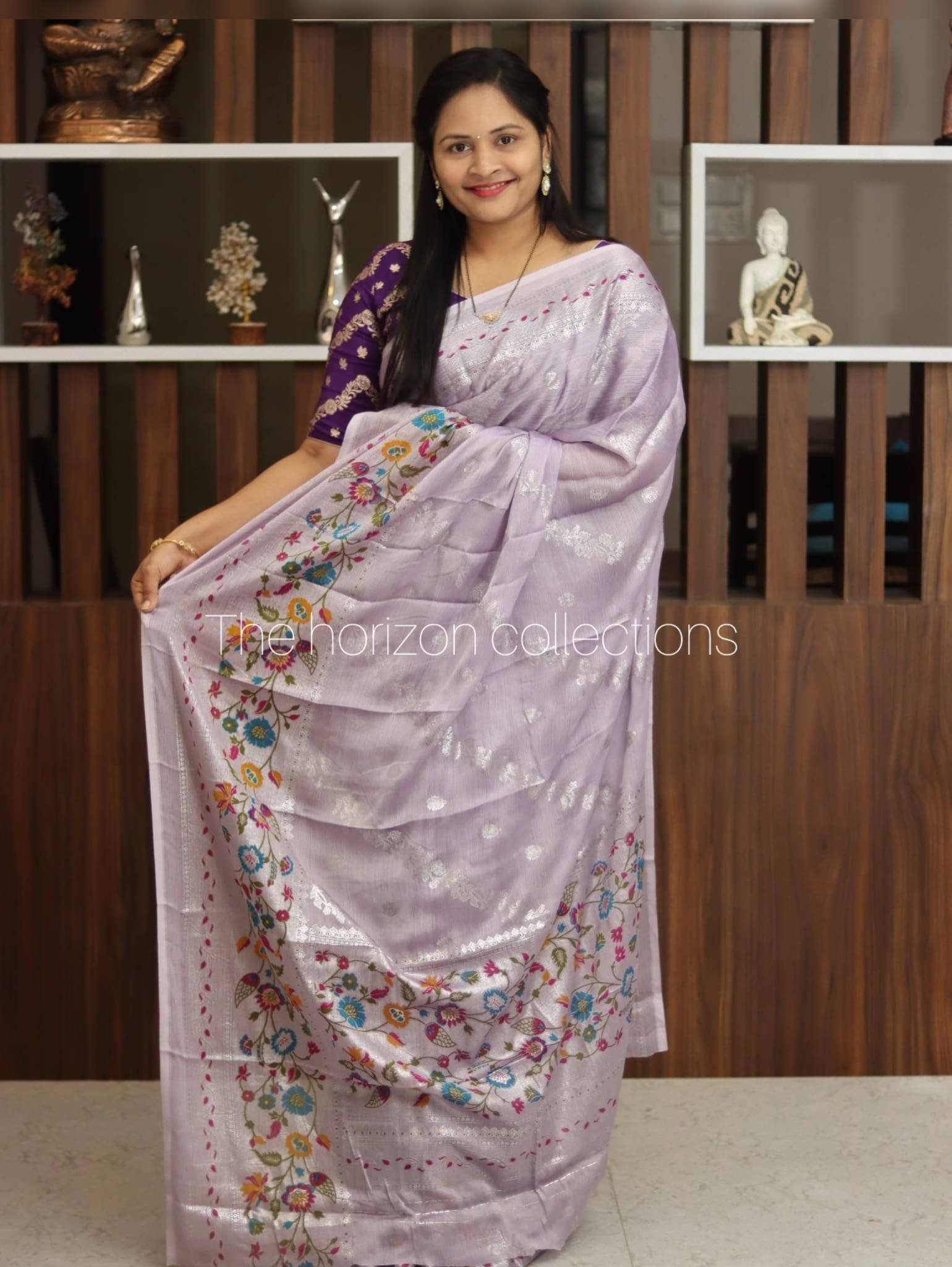 chiffon Sarees with contrast blouse