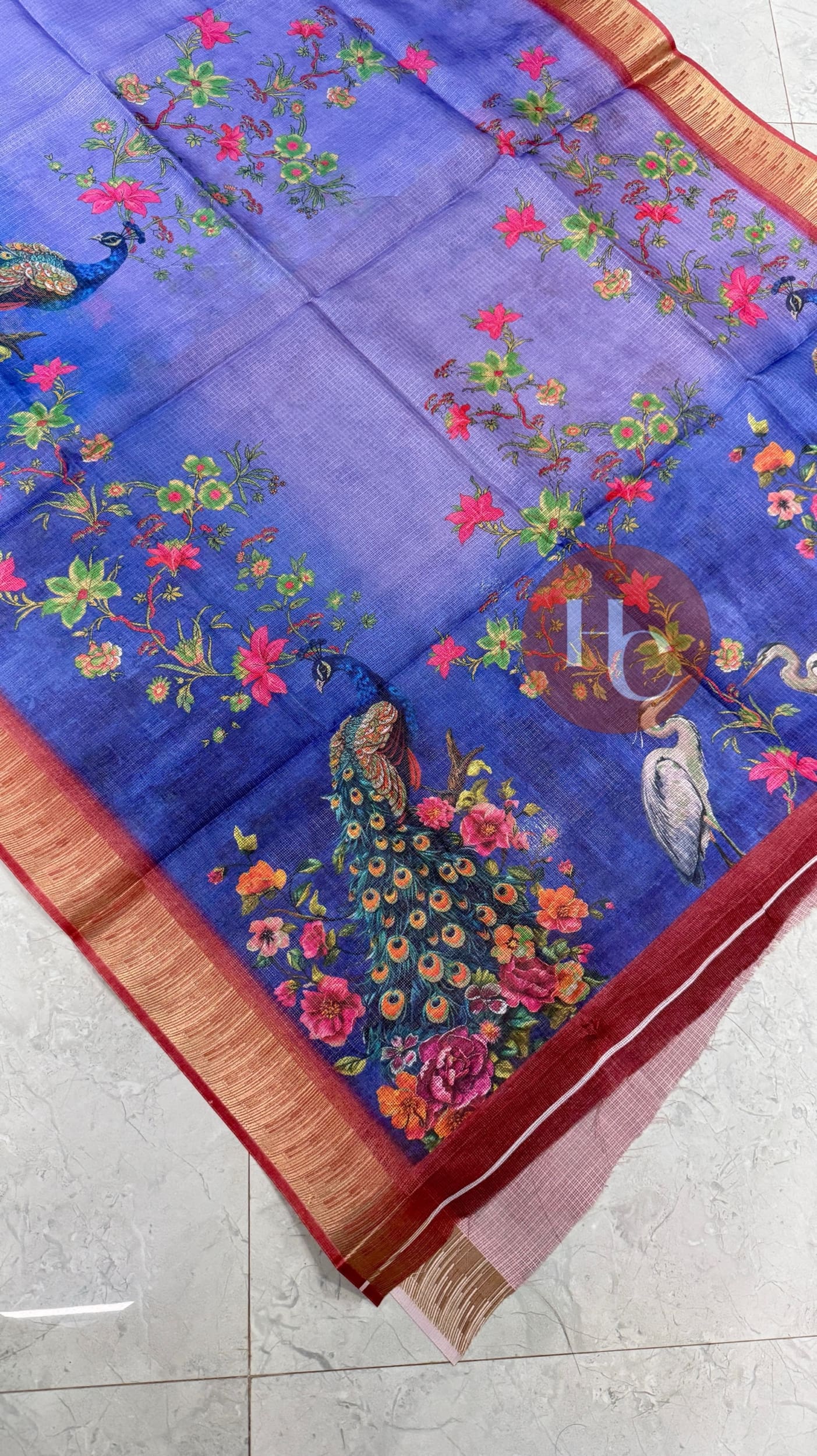 Peacock digital printed Kota saree
