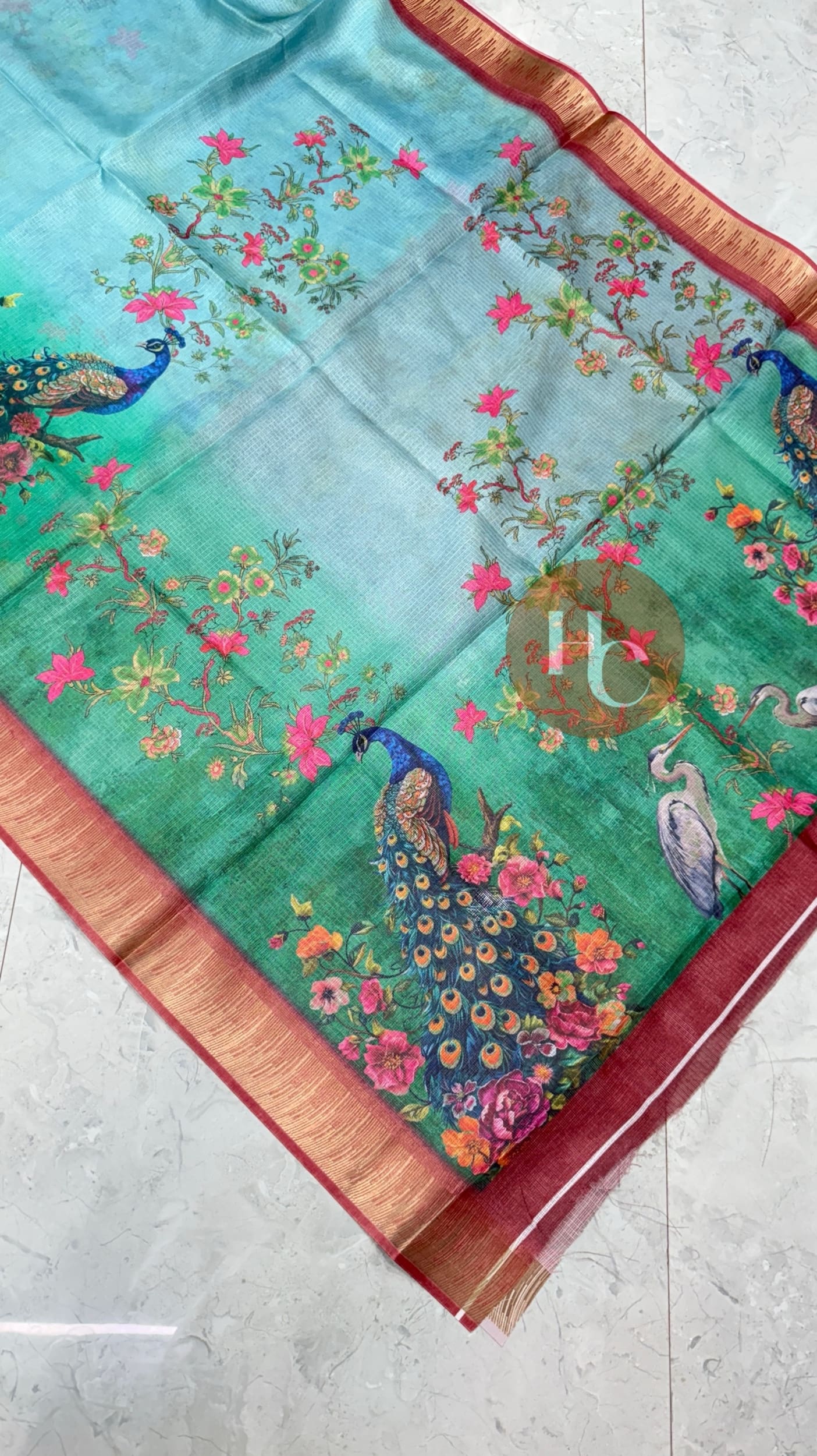 Peacock digital printed Kota saree