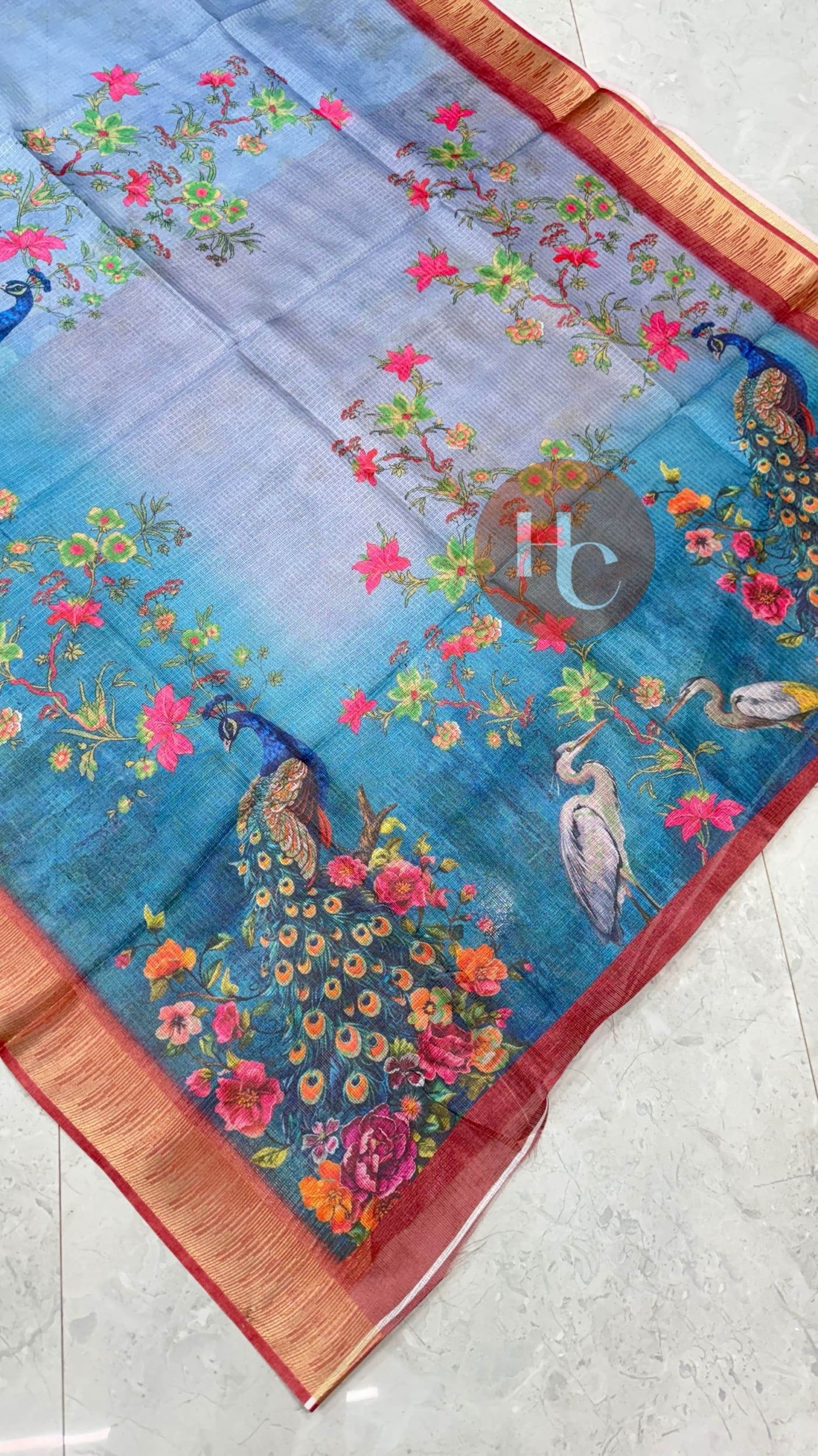 Peacock digital printed Kota saree