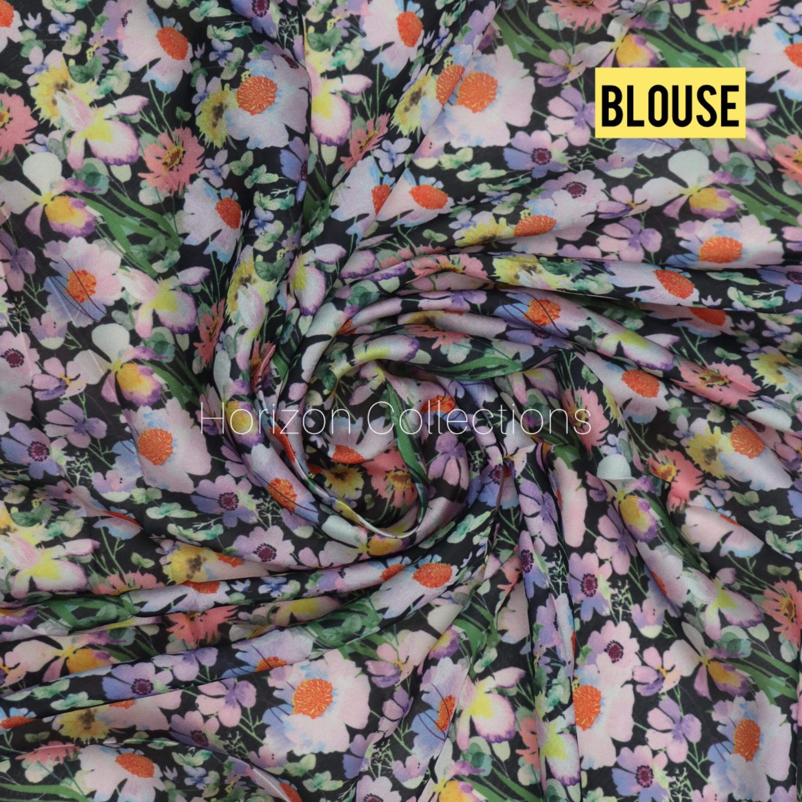 Floral Black DreamySatin Saree