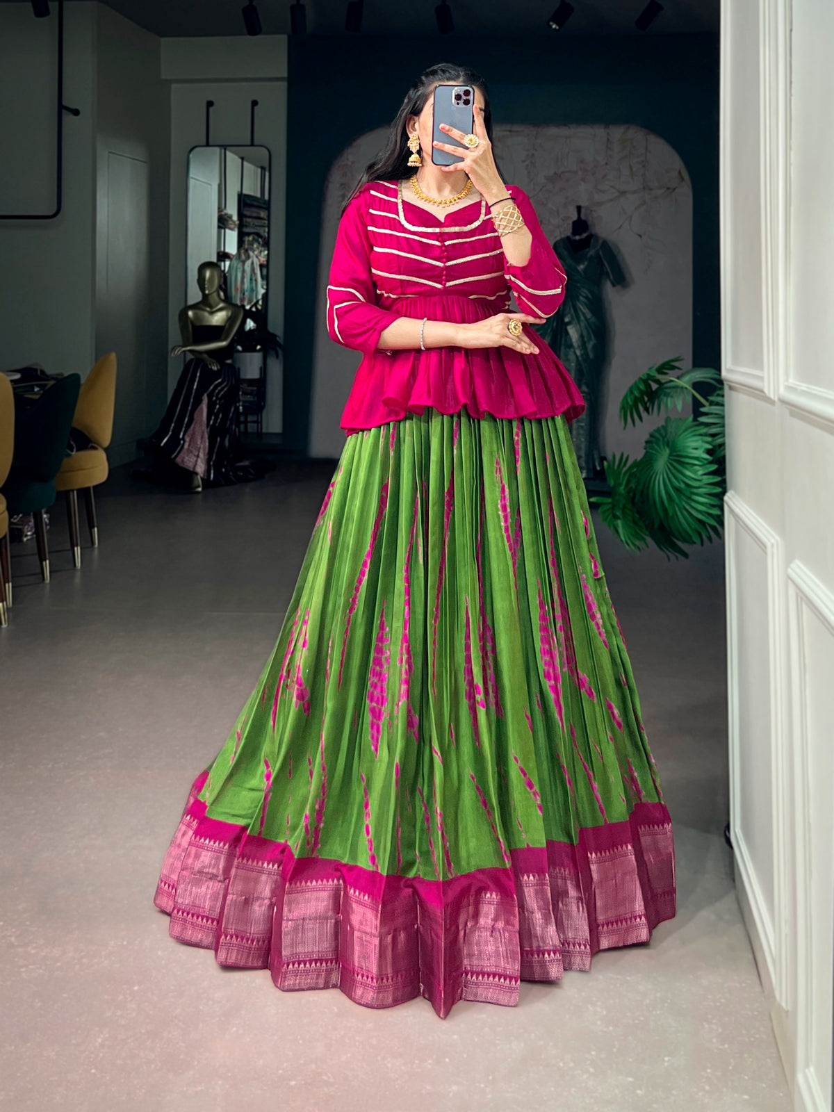Shibori Lehenga(NON-STORE)