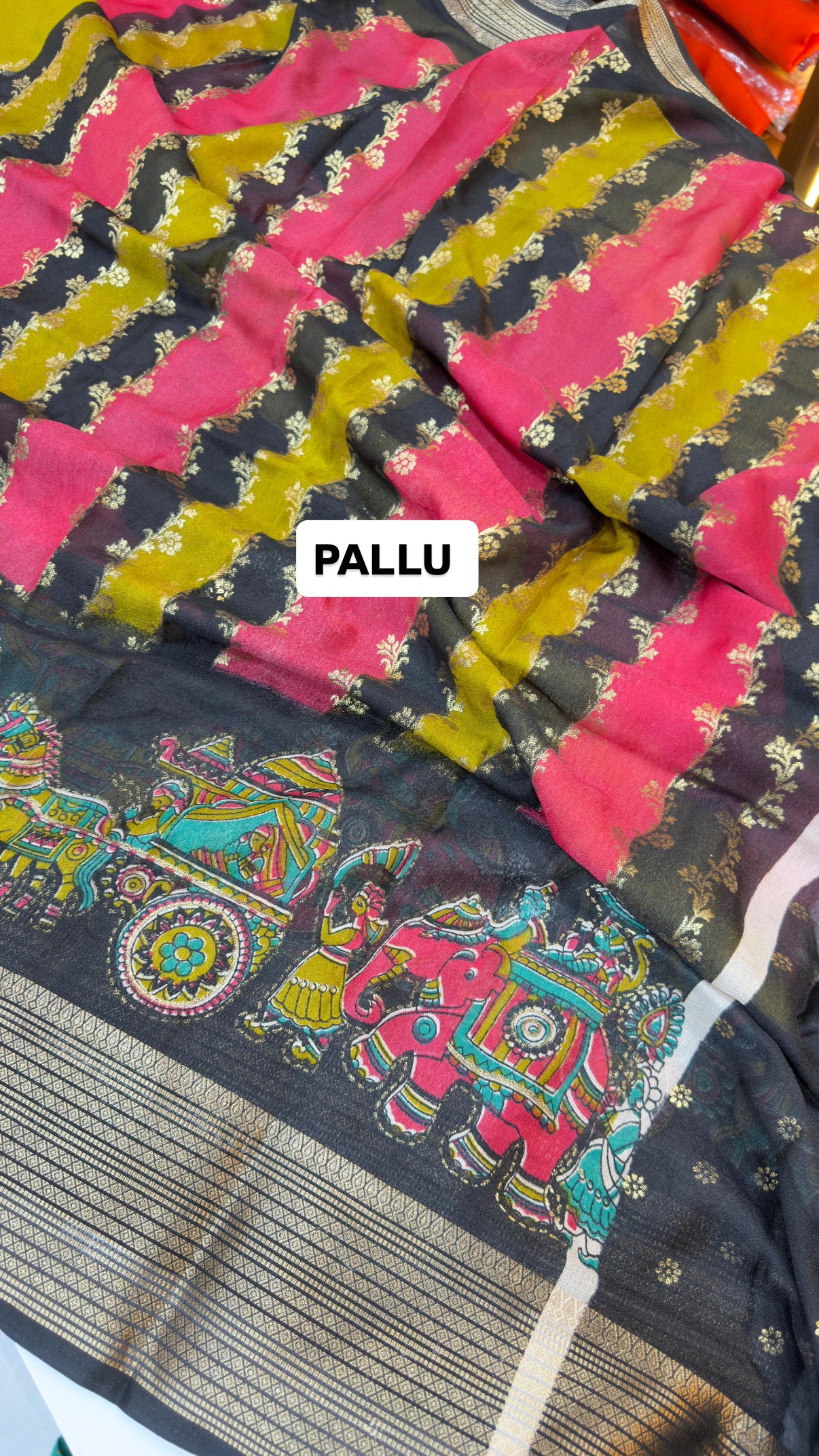 Light weight rainbow style chiffon saree
