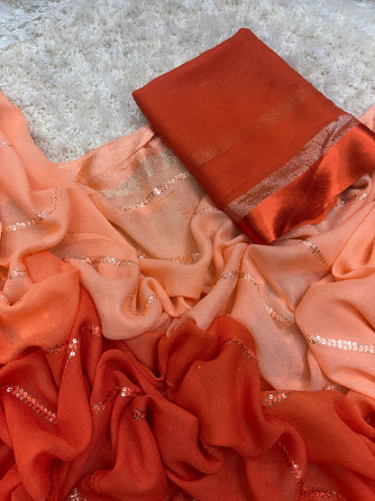 Orange Dual Shade Saree
