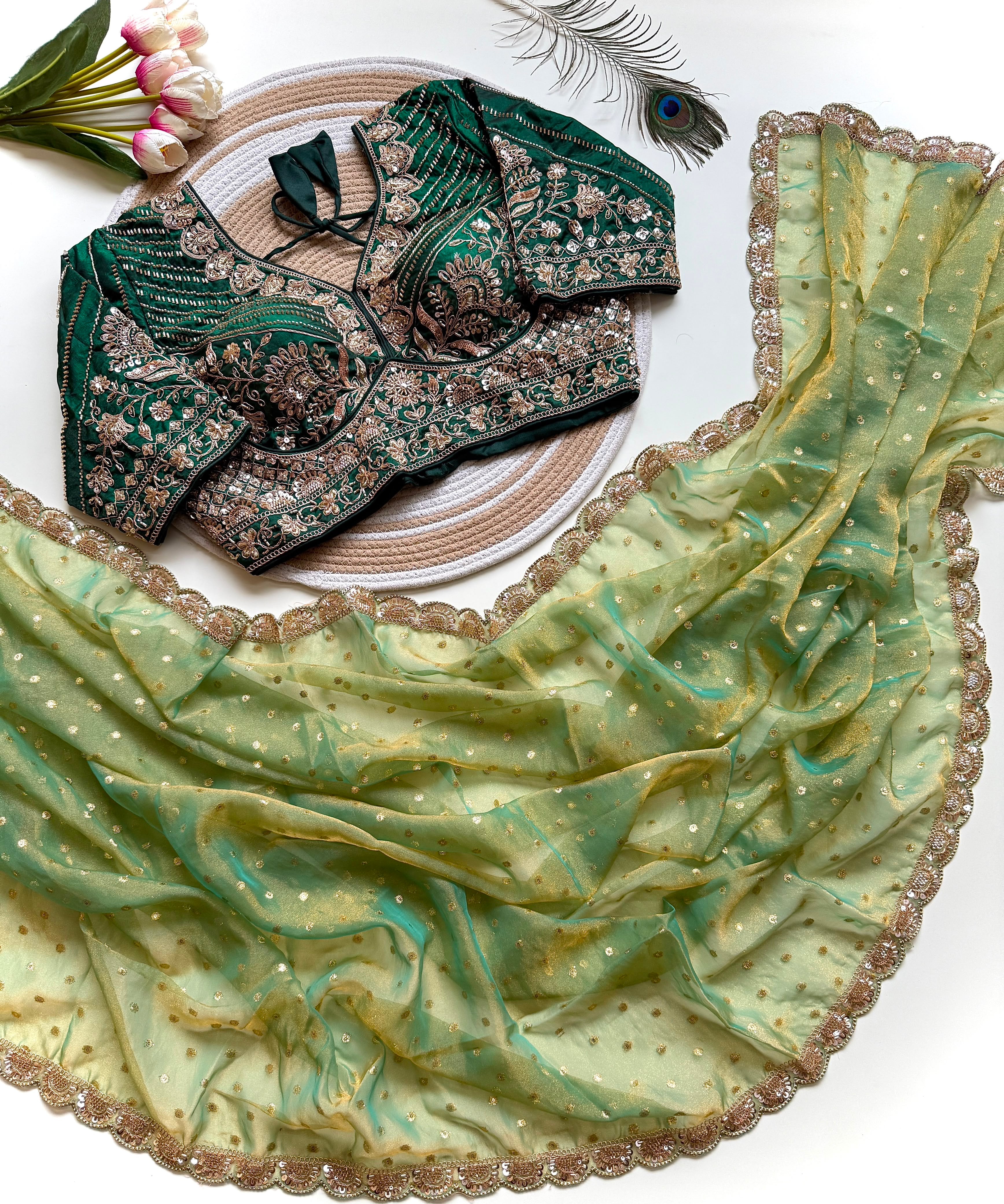Party wear saree with heavy work(NON-STORE)