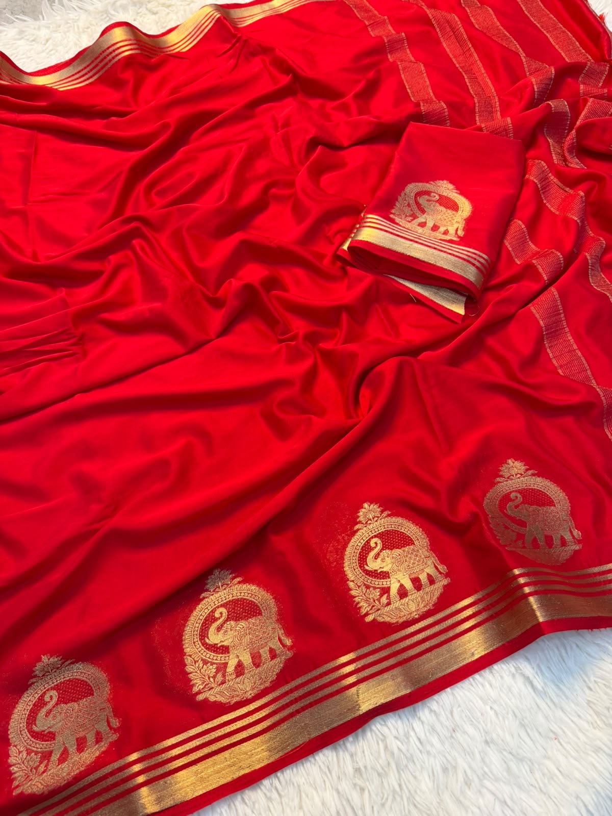 Viscose Creap chiffon Georgget Saree With Running Blouse(NON-STORE)