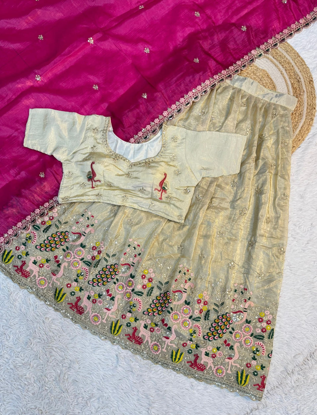 Gold Crush silk pattu lehenga