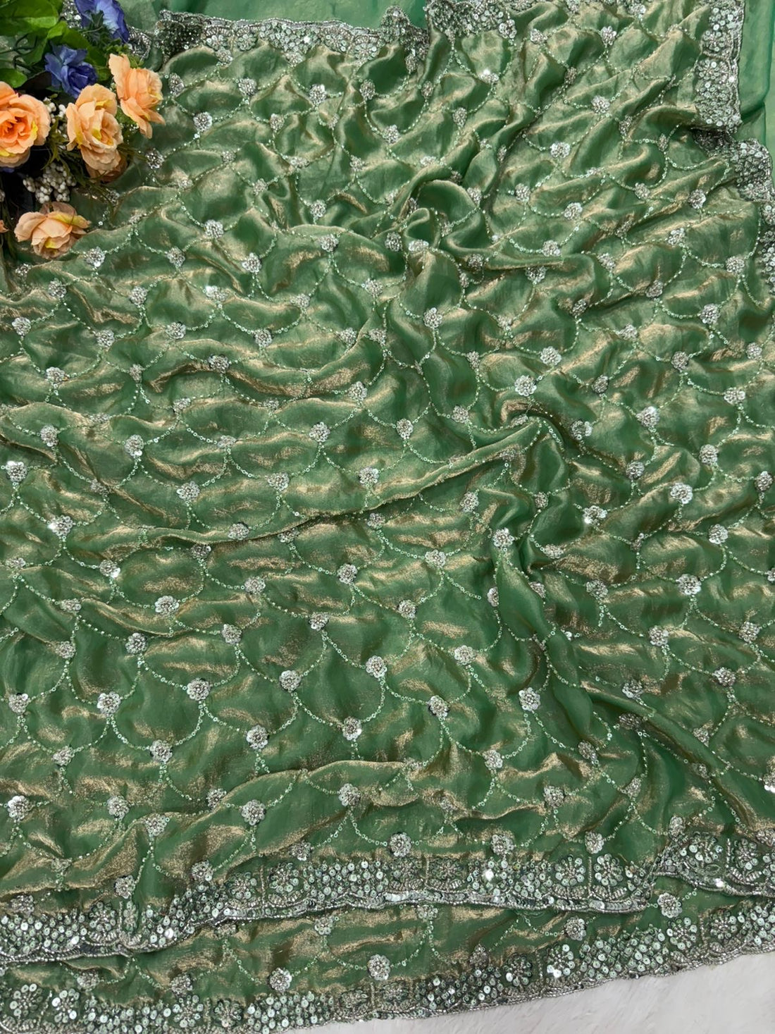 Sattin party wear saree