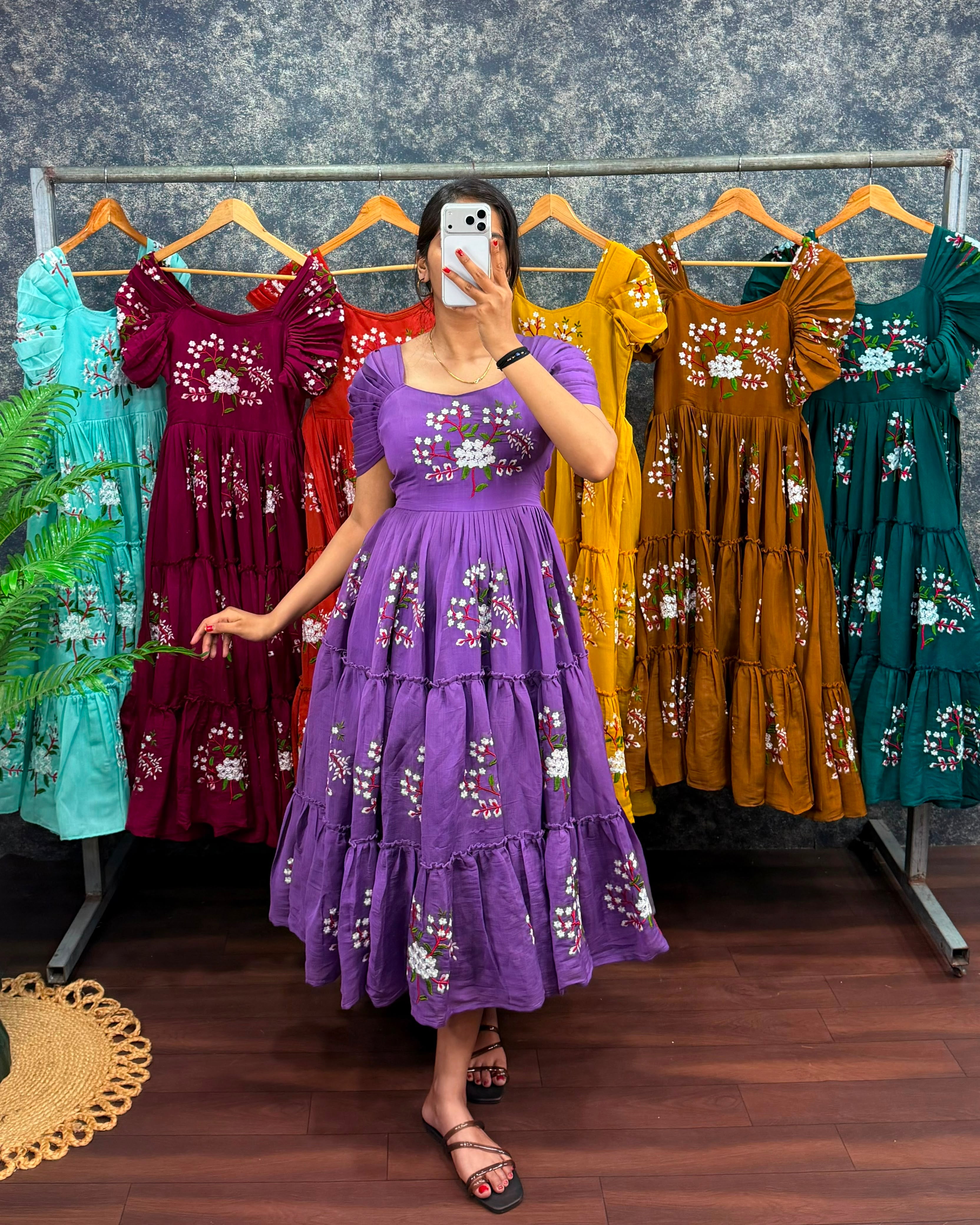 Mul cotton frocks with embroidery