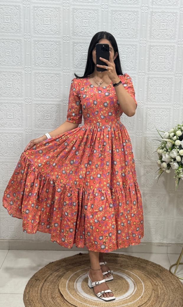 Maxi made from soft Hakoba Cotton with attractive print with Full lining(NON-STORE)